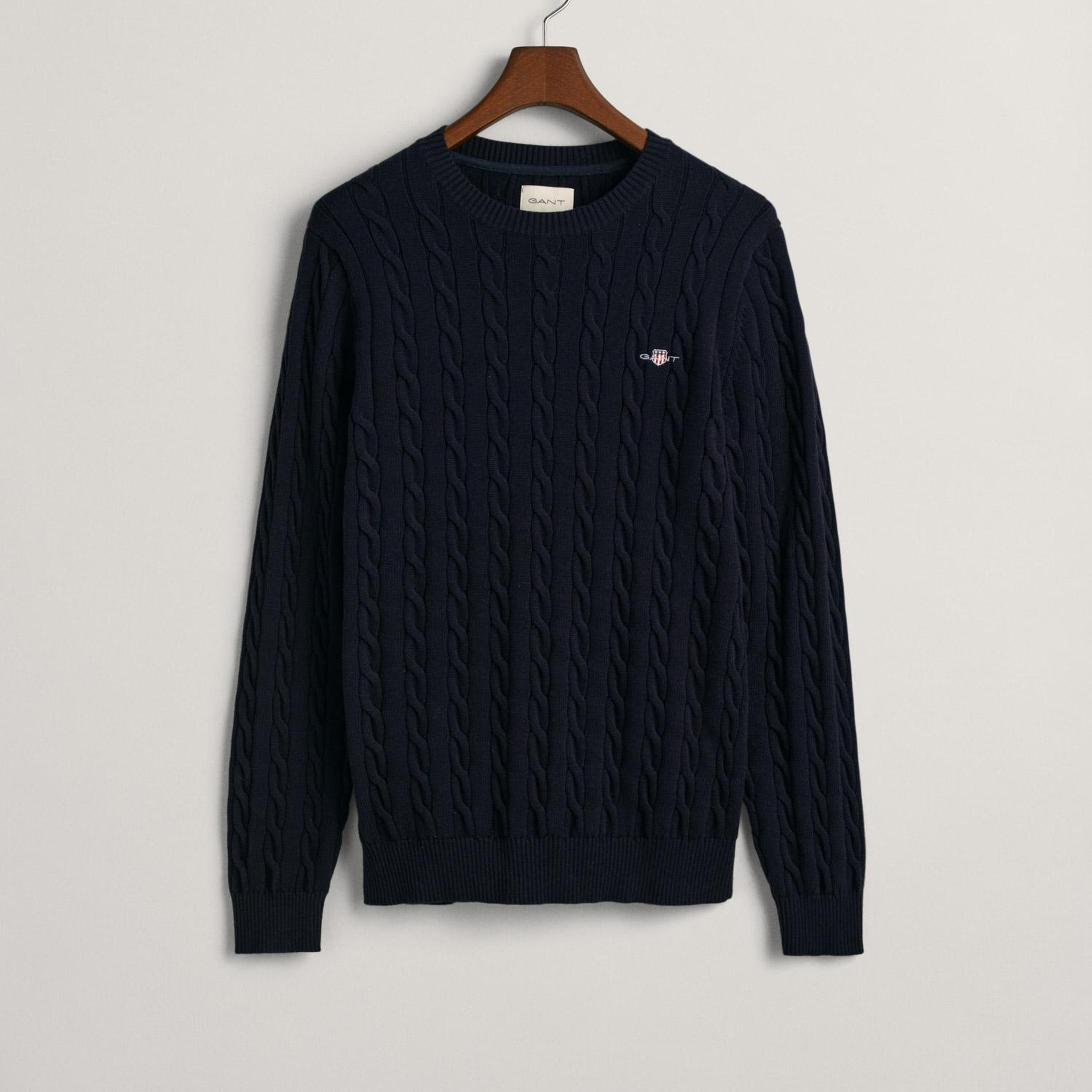 GANT Erkek Lacivert Regular Fit Bisiklet Yaka Örgü Kazak