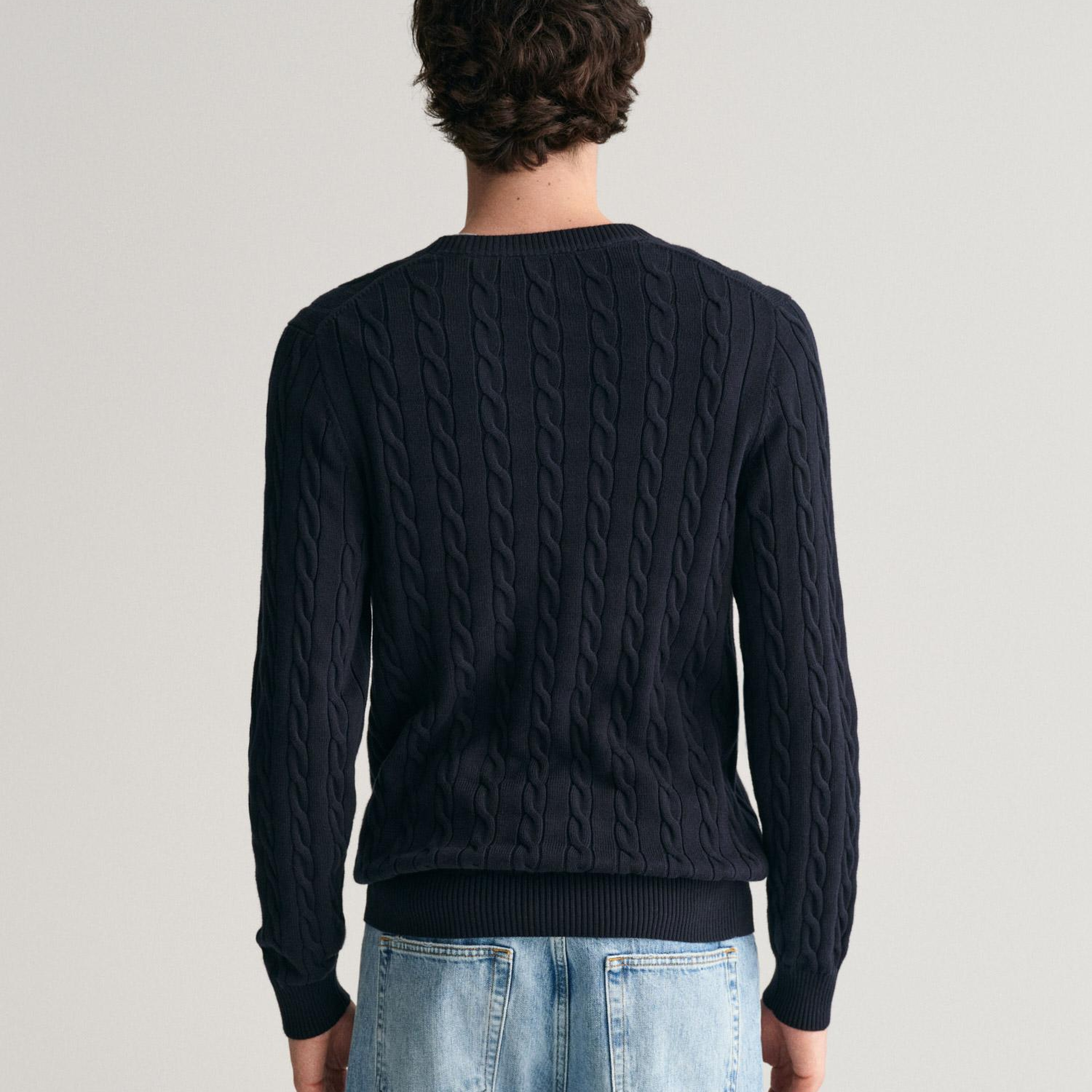 GANT Erkek Lacivert Regular Fit Bisiklet Yaka Örgü Kazak