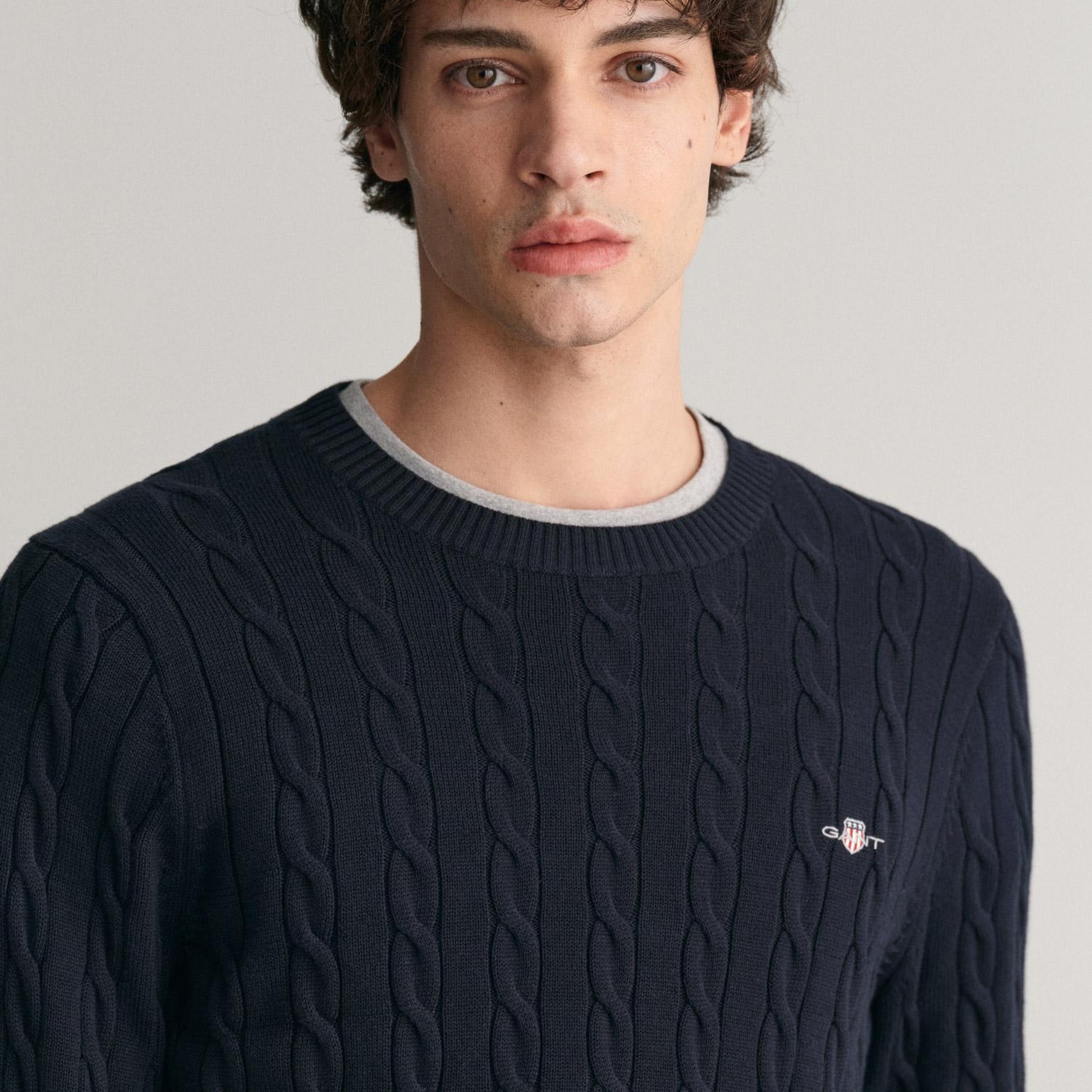 GANT Erkek Lacivert Regular Fit Bisiklet Yaka Örgü Kazak