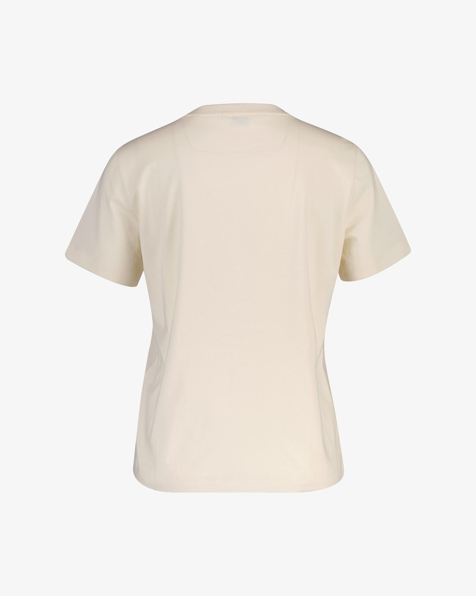 GANT Kadın Krem Bisiklet Yaka Regular Fit Logolu T-Shirt