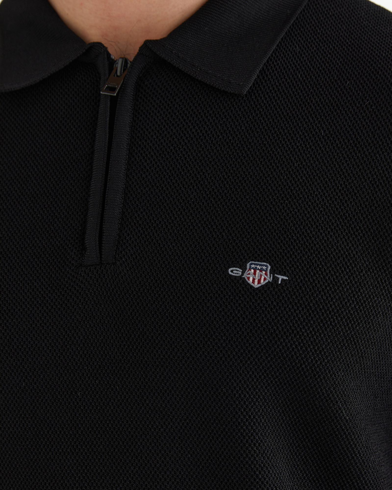 GANT Erkek Siyah Standart Fit Polo Yaka Triko