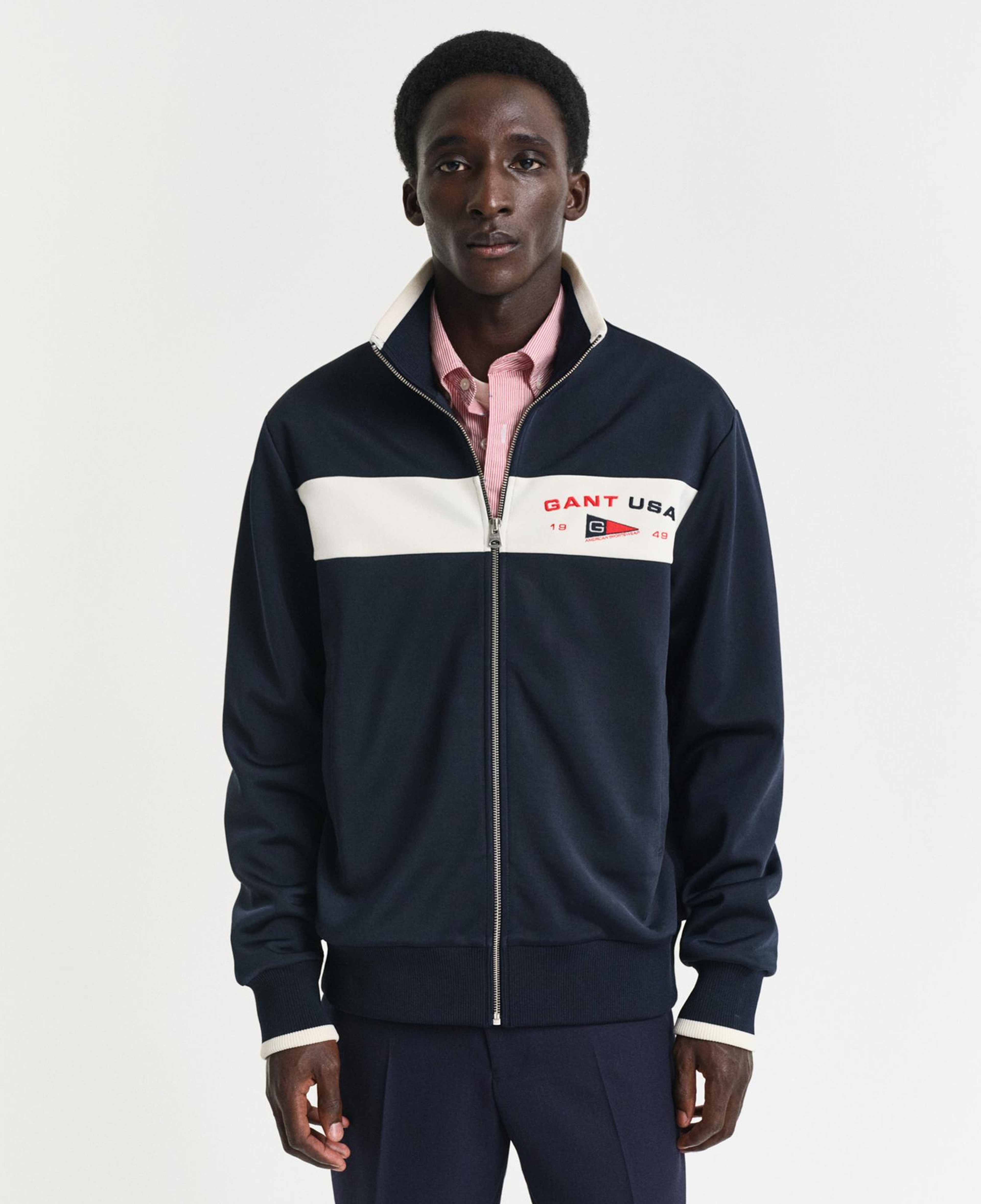 GANT Erkek Lacivert Regular Fit Dik Yaka Logolu Sweatshirt