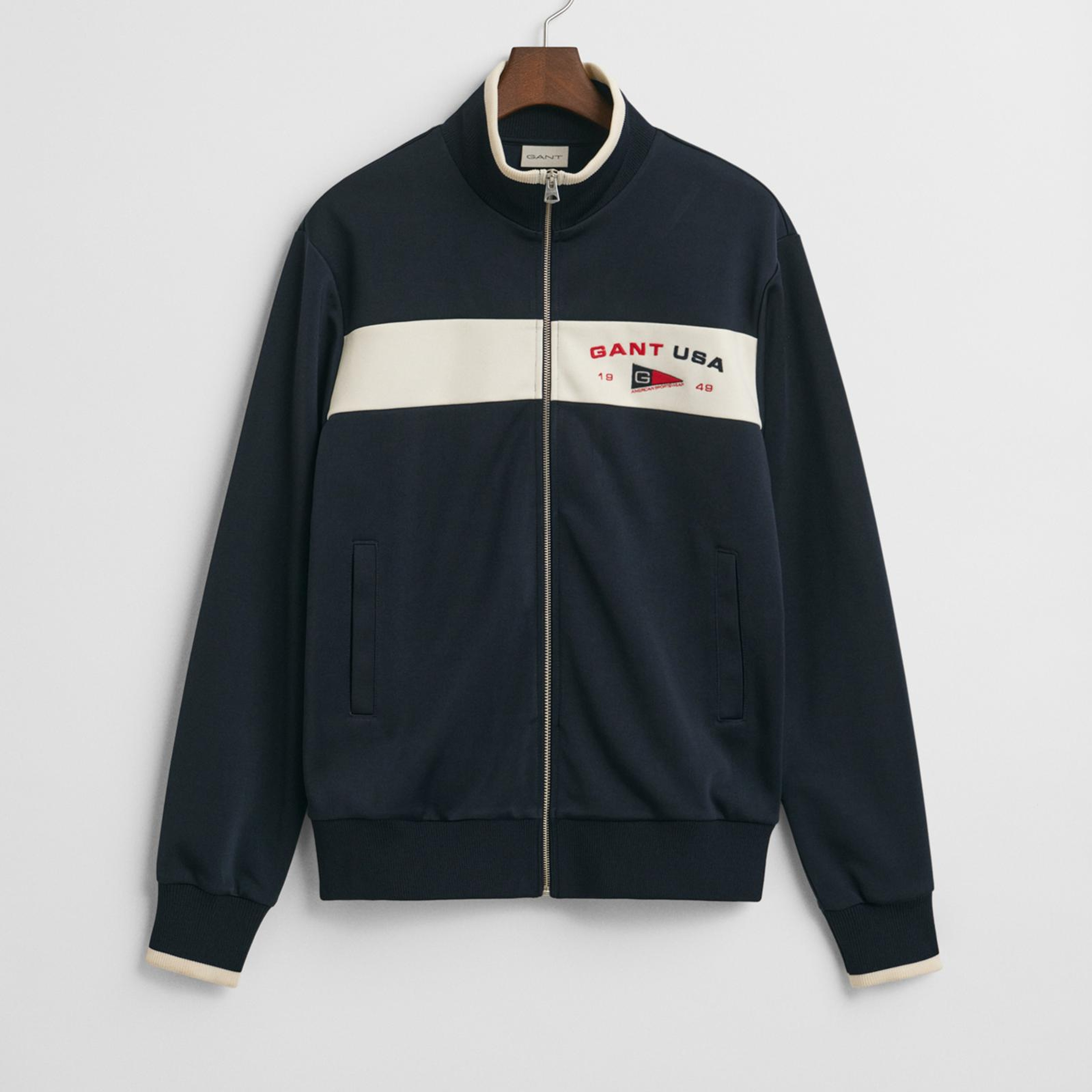 GANT Erkek Lacivert Regular Fit Dik Yaka Logolu Sweatshirt