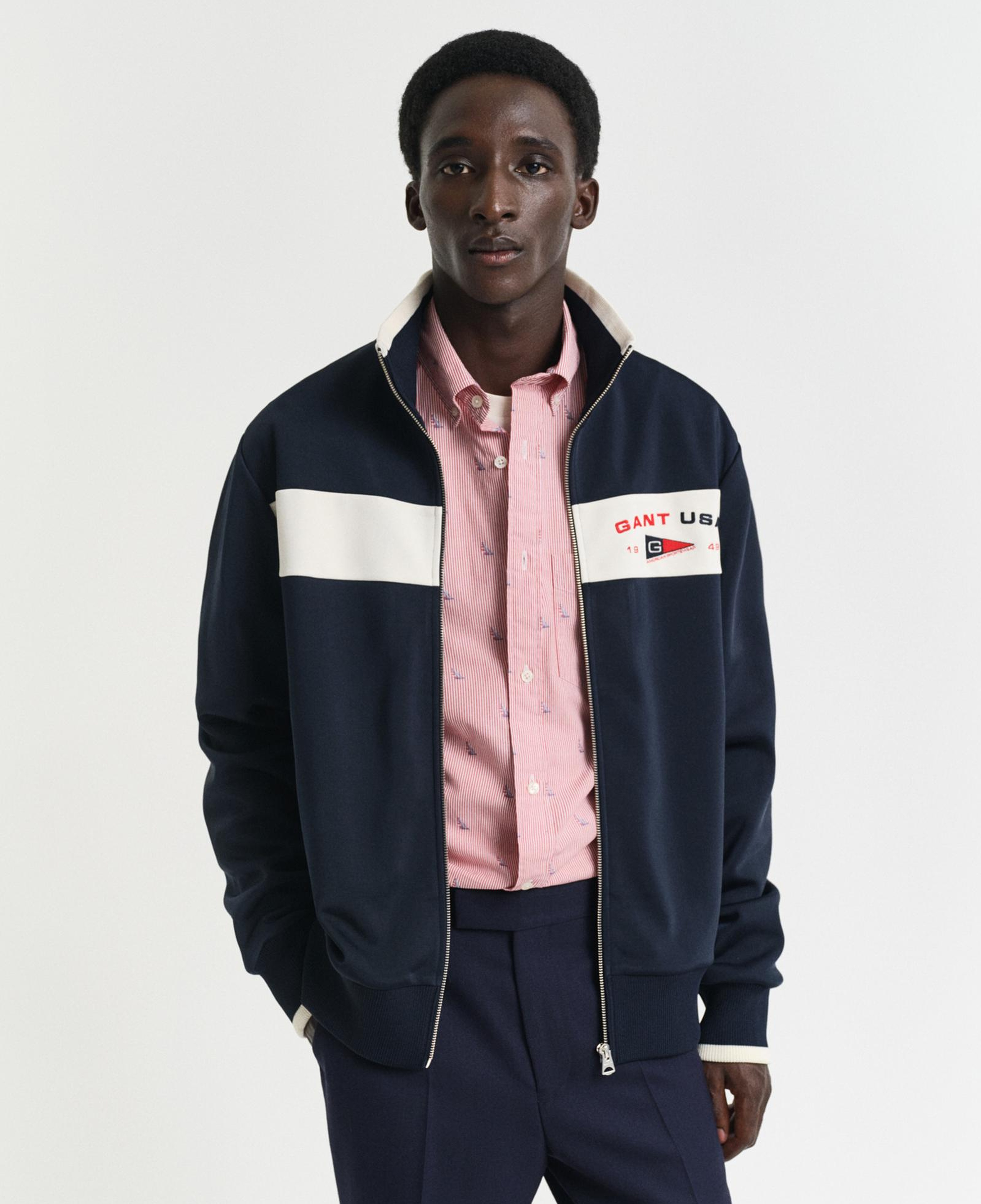 GANT Erkek Lacivert Regular Fit Dik Yaka Logolu Sweatshirt