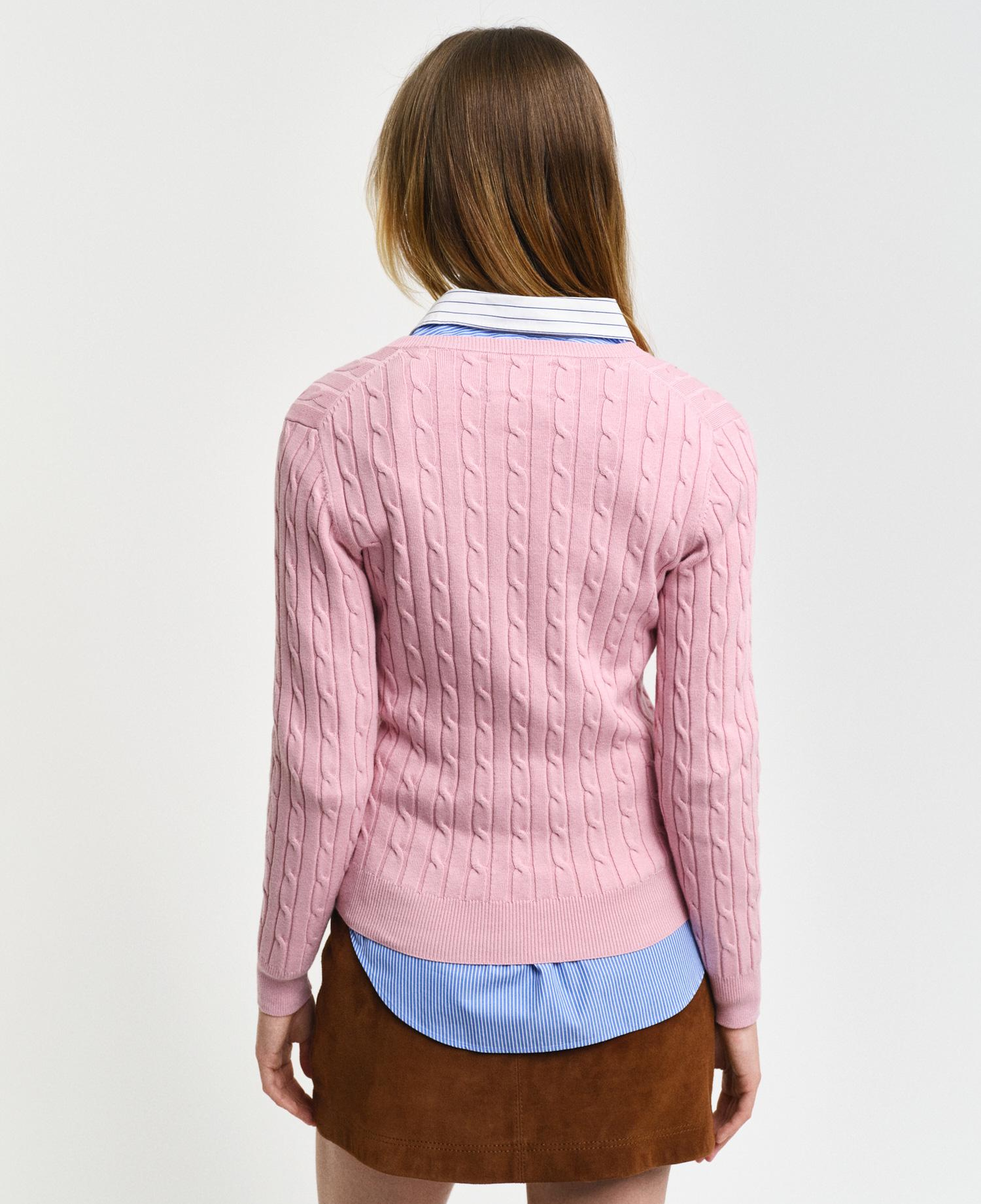 GANT Kadın Pembe Slim Fit V Yaka Kazak