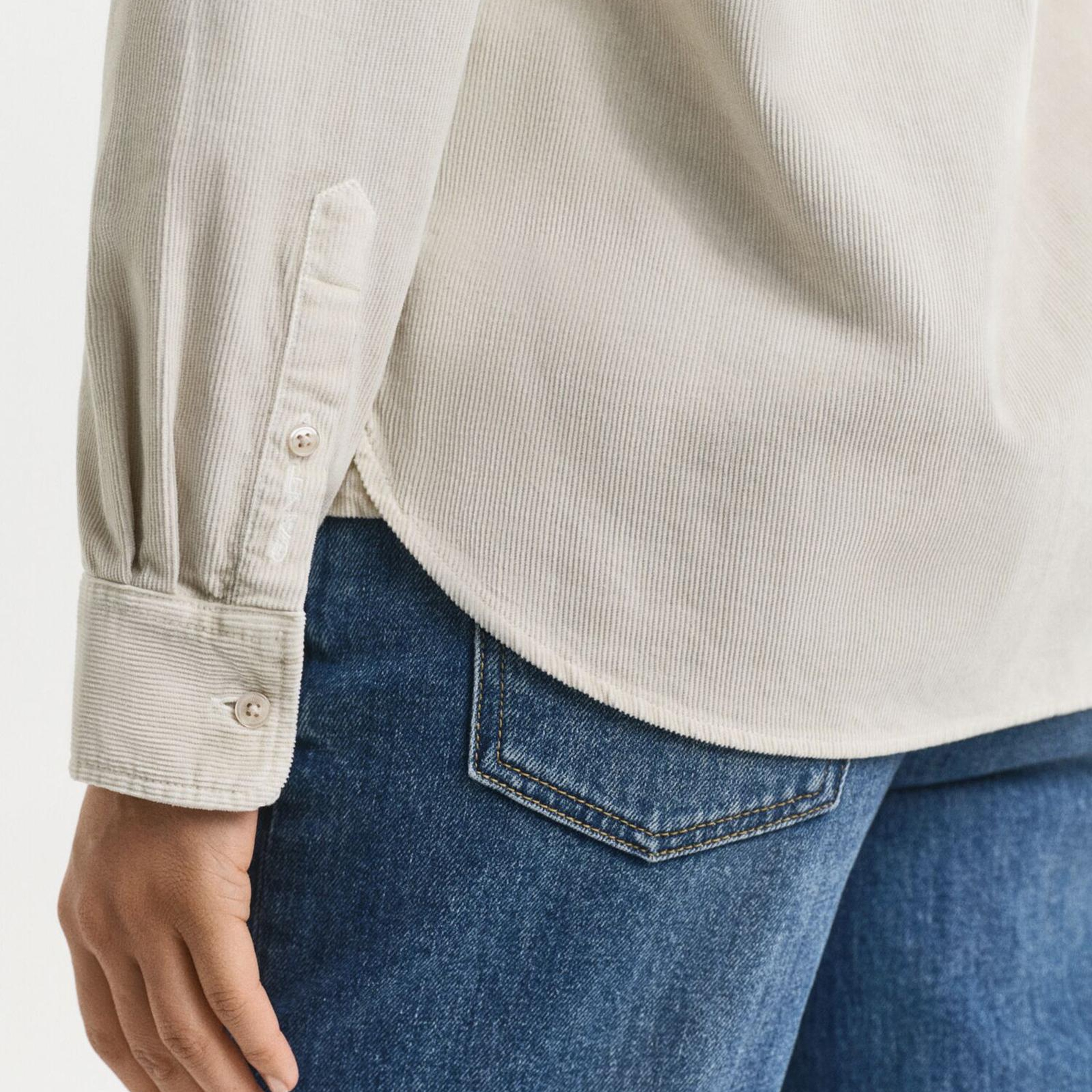 GANT Kadın Bej Regular Fit Bisiklet Yaka Gömlek