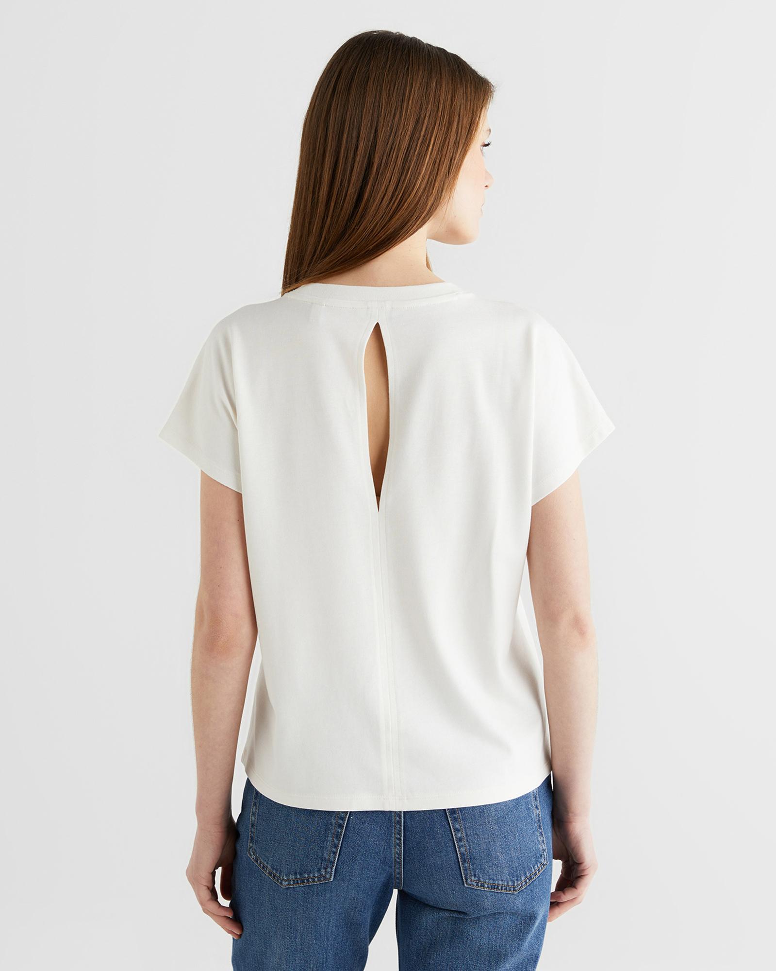 GANT Kadın Beyaz Bisiklet Yaka Regular Fit T-Shirt