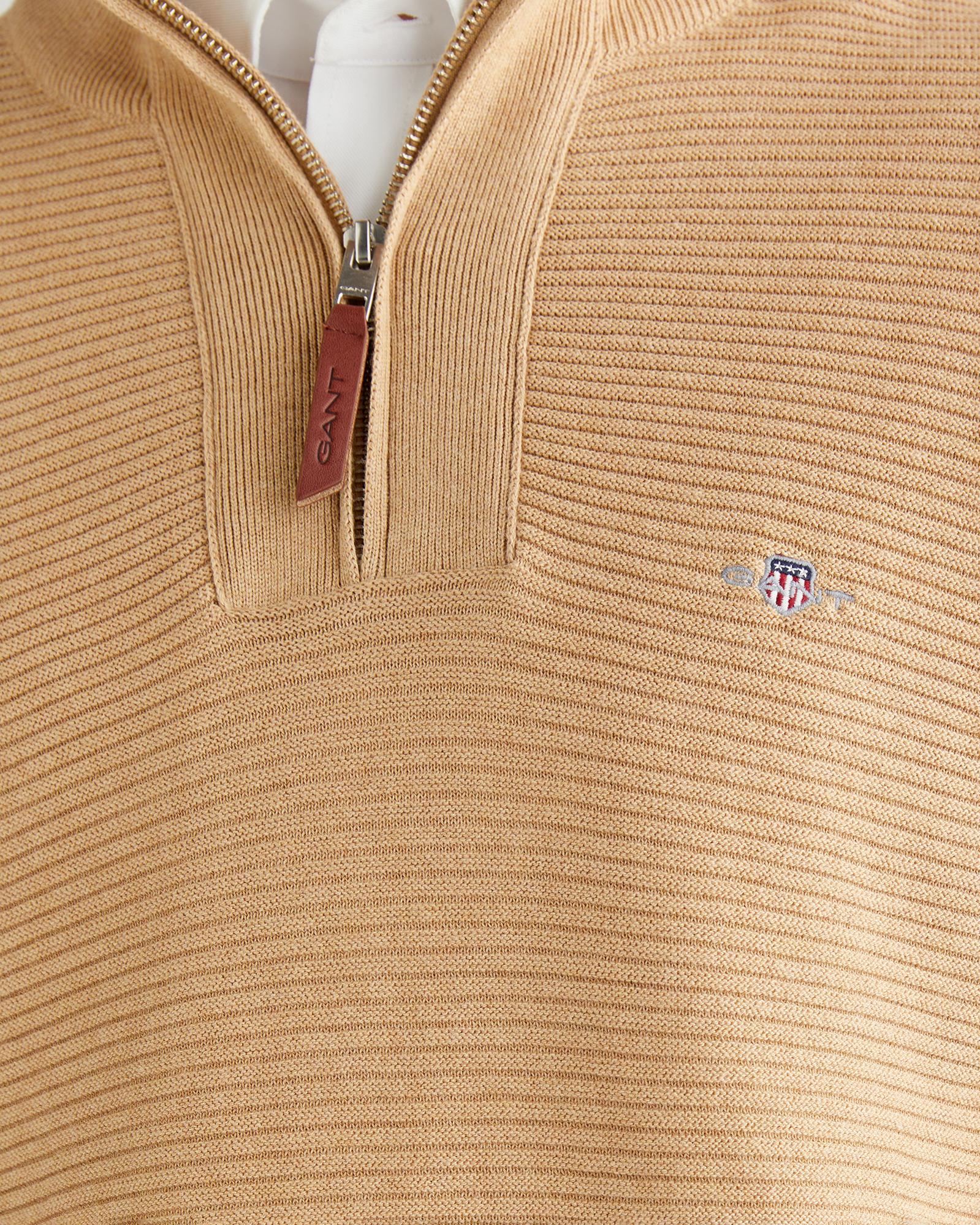 GANT Erkek Bej Regular Fit Yarım Fermuarlı Triko