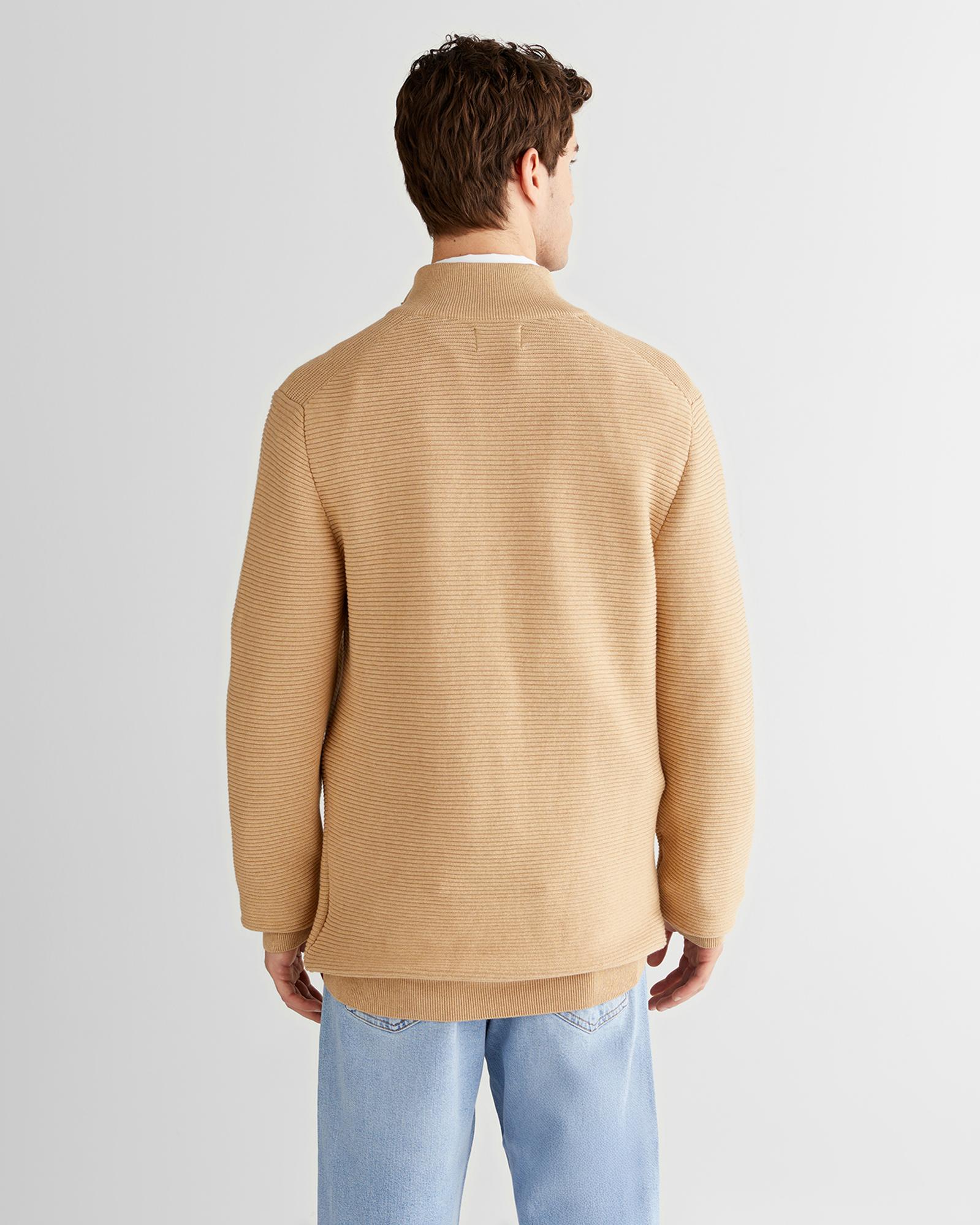 GANT Erkek Bej Regular Fit Yarım Fermuarlı Triko