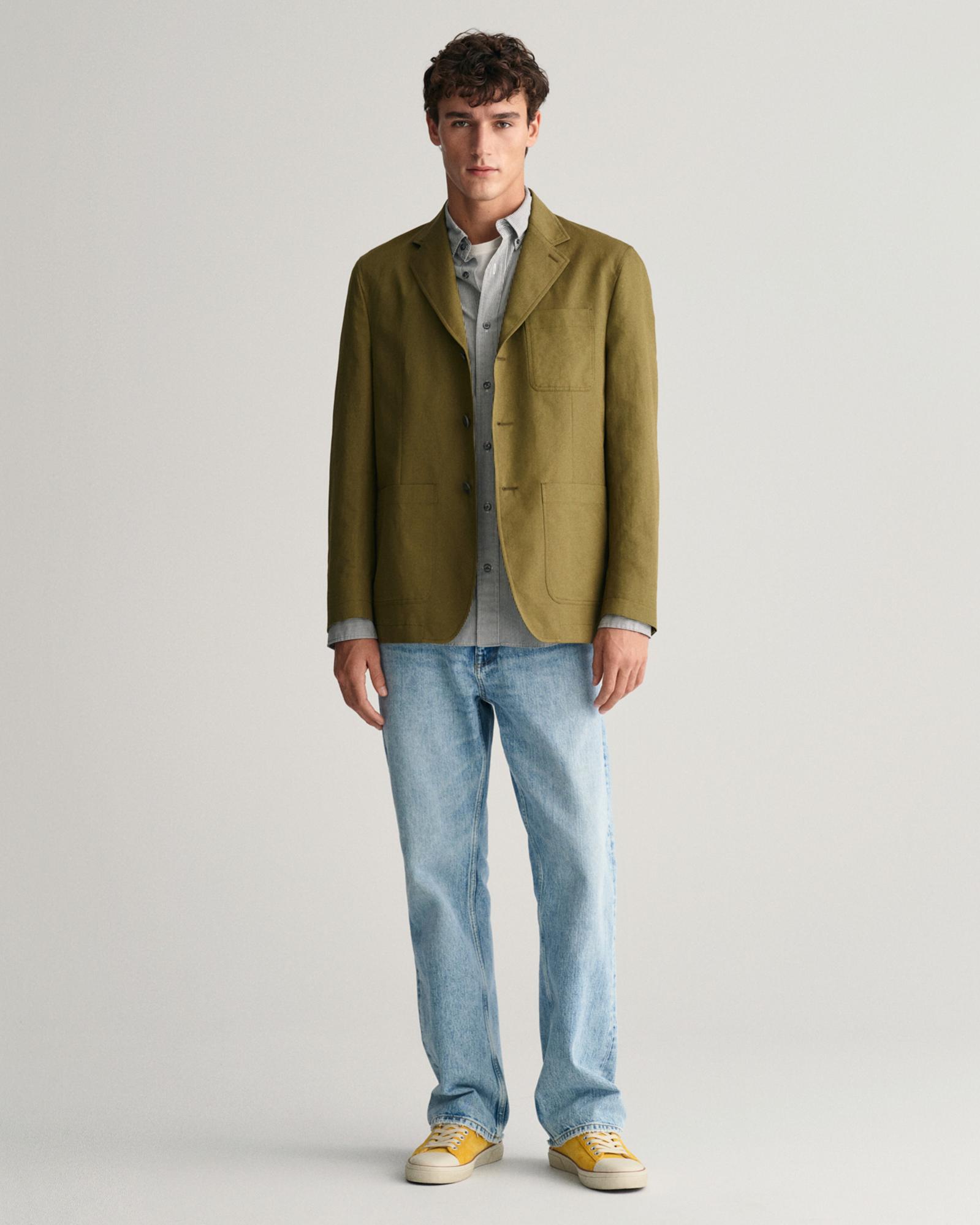 GANT Erkek Siyah Regular Fit Düğmeli Yaka Çizgili Gömlek