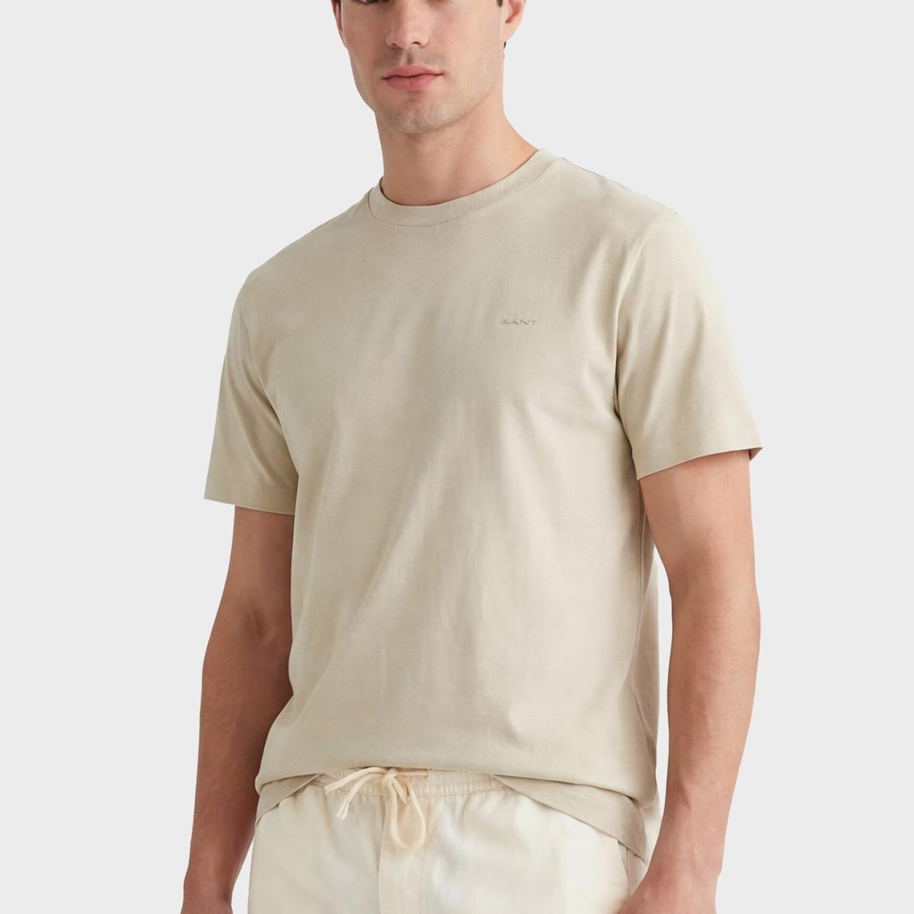 GANT Erkek Bej Bisiklet Yaka Regular Fit T-Shirt