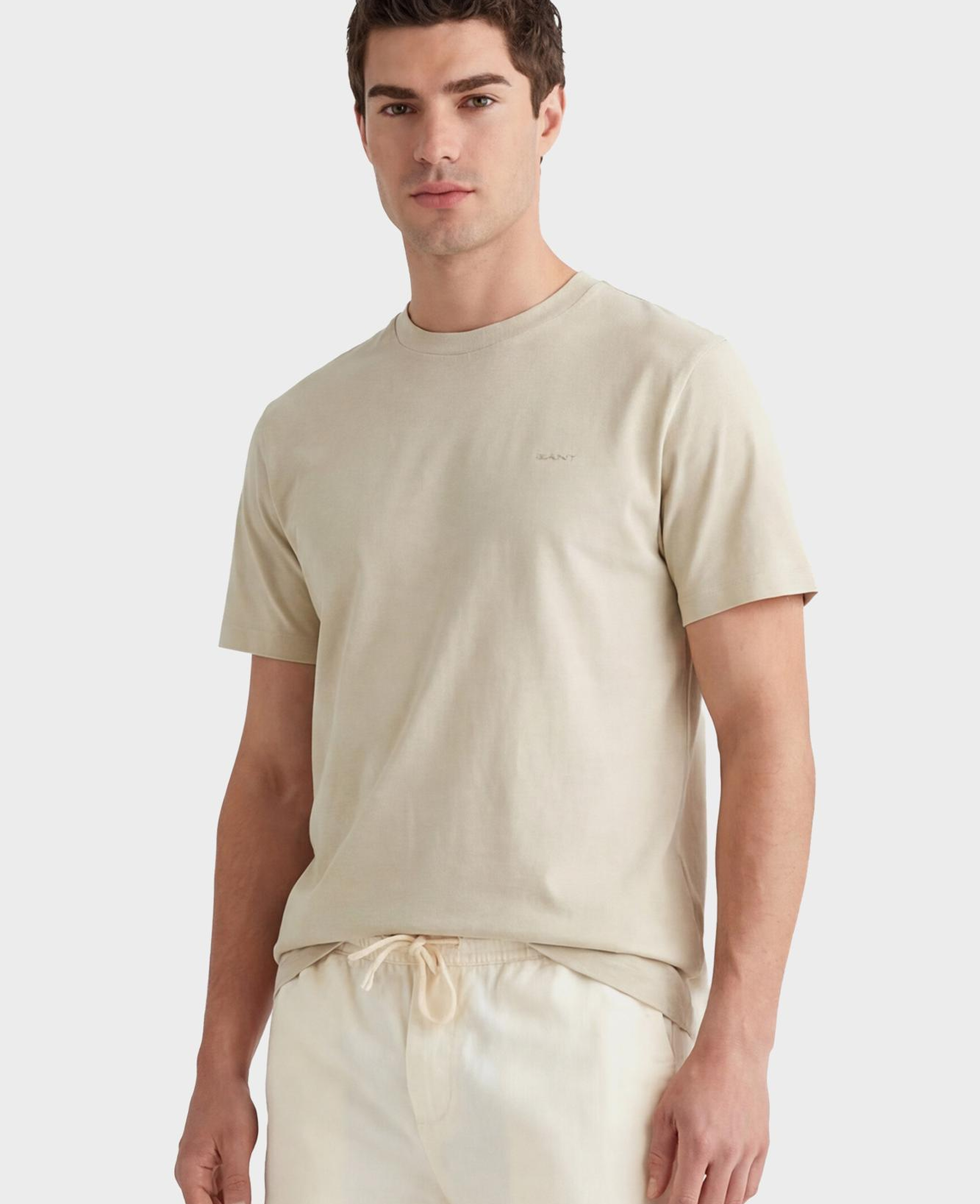 GANT Erkek Bej Bisiklet Yaka Regular Fit T-Shirt
