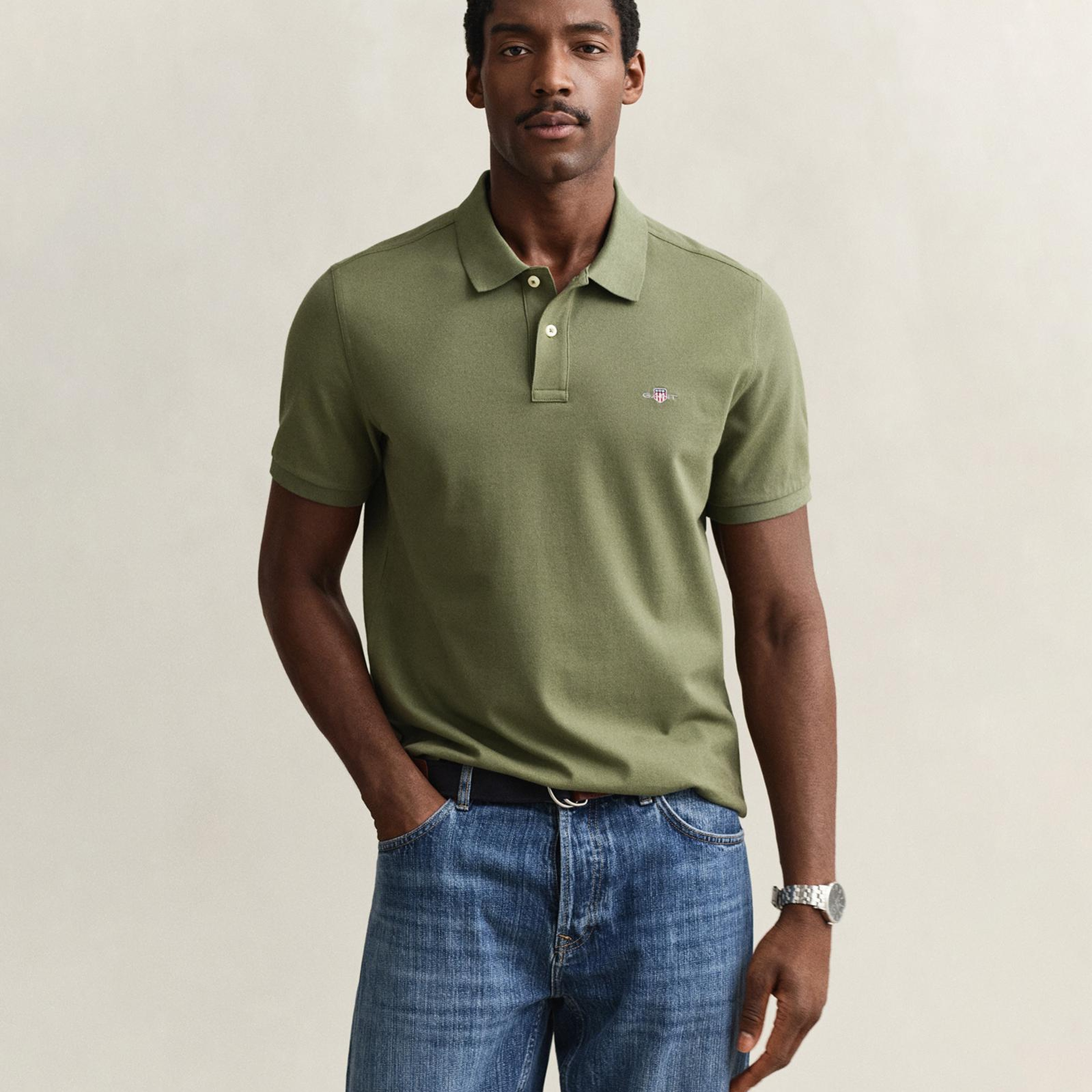 GANT Erkek Yeşil Regular Fit Logolu Polo Yaka T-Shirt