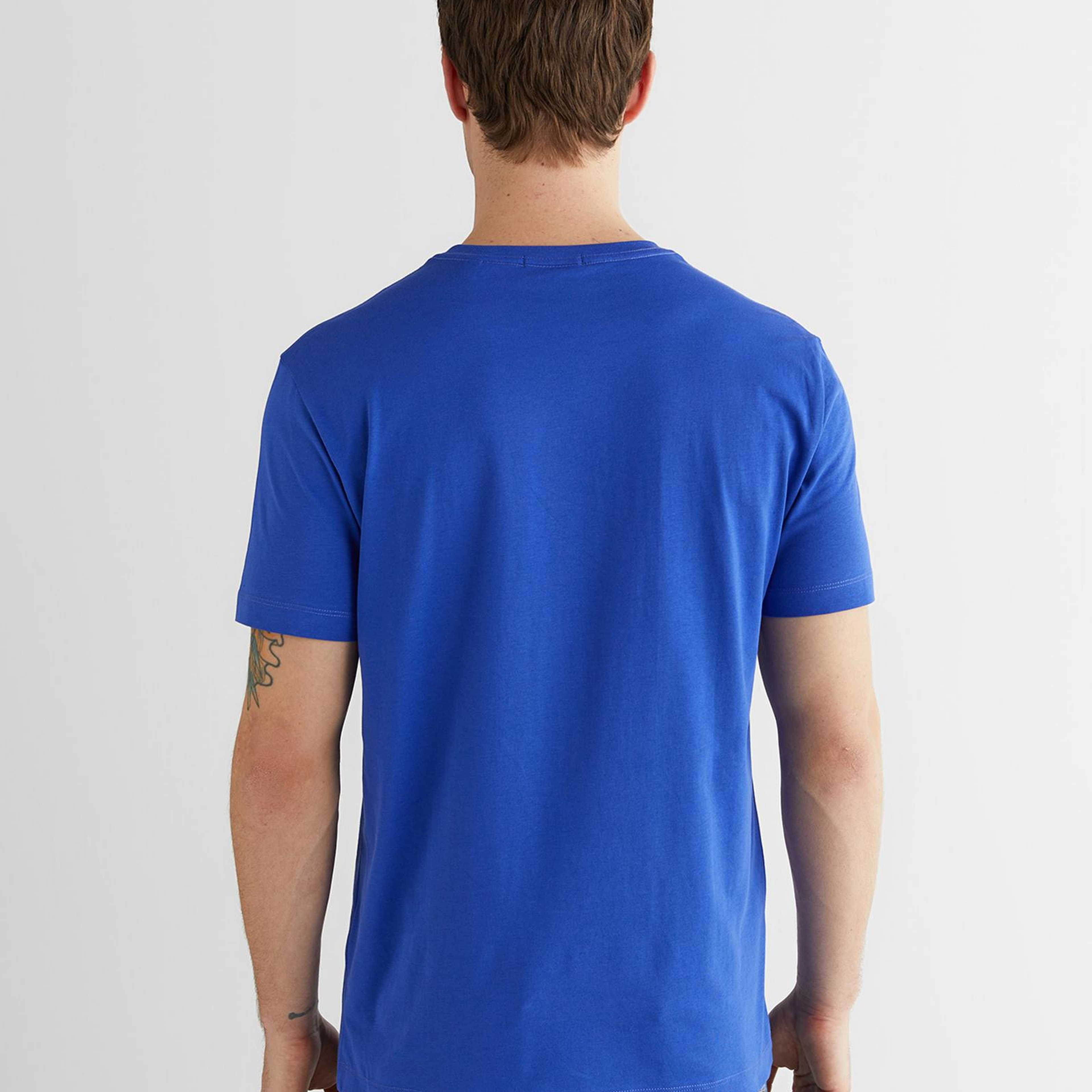 GANT Erkek Mavi Bisiklet Yaka Regular Fit Logolu T-Shirt