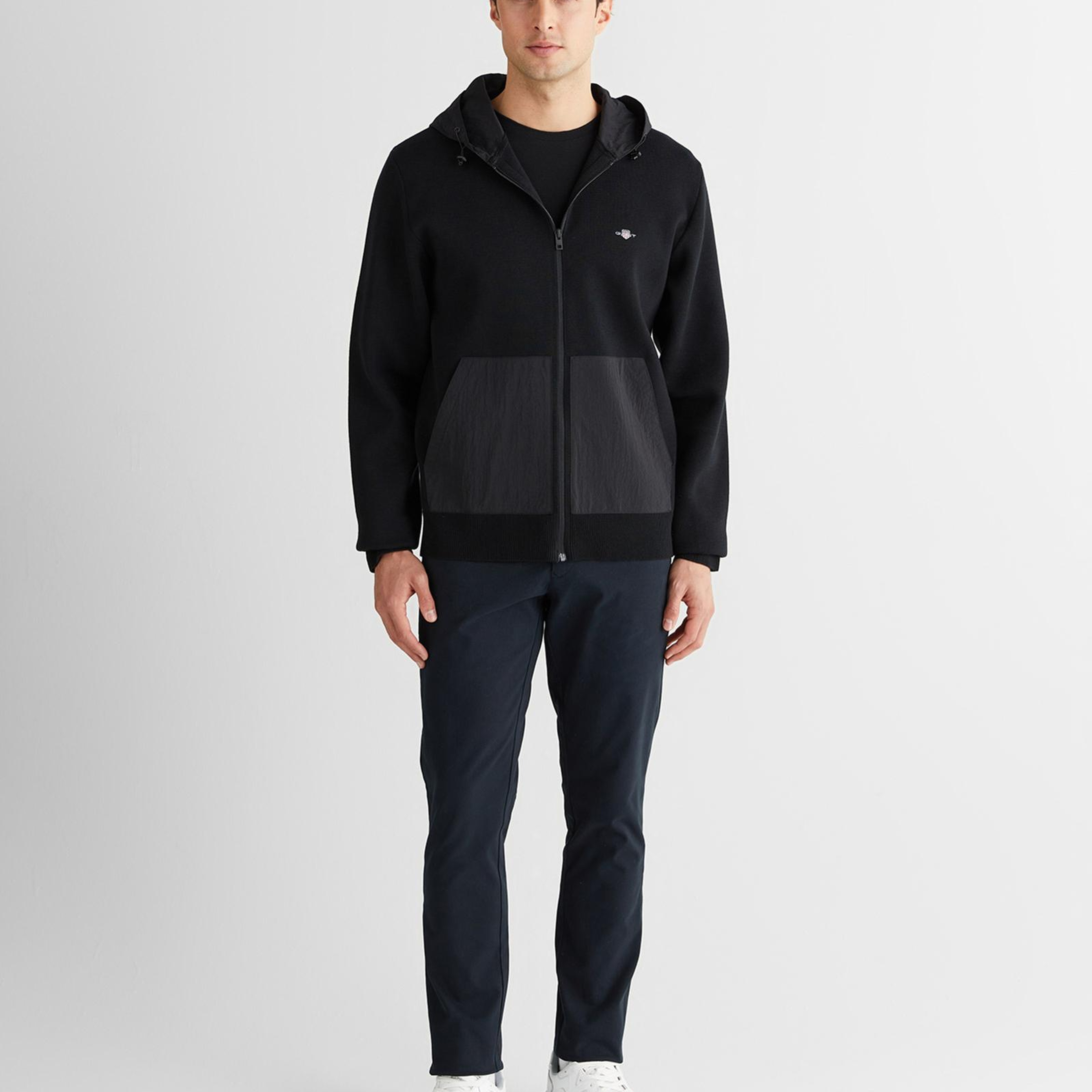 GANT Erkek Siyah Regular Fit Fermuarlı Triko