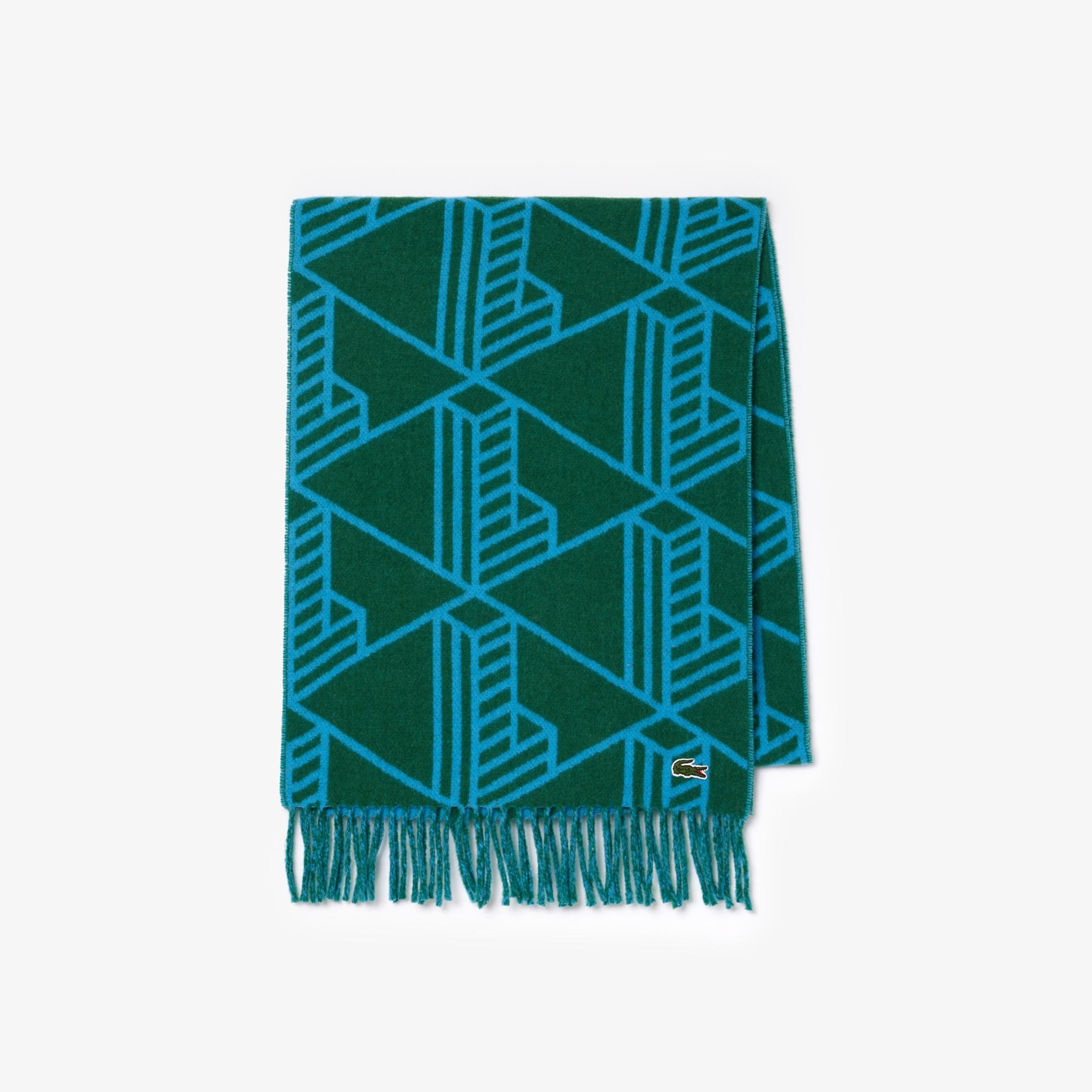 Unisex Monogram Yeşil Atkı