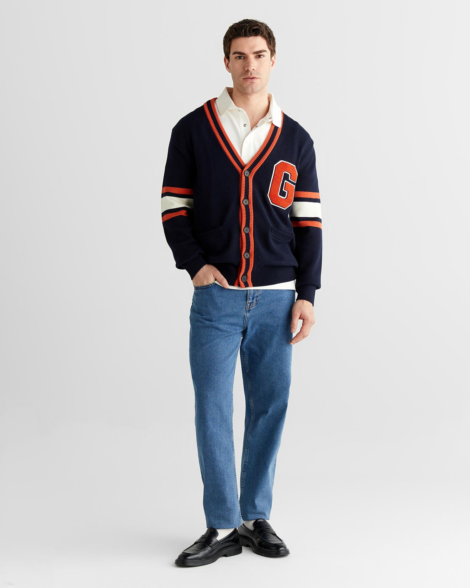 GANT Erkek Lacivert Regular Fit V Yaka Triko