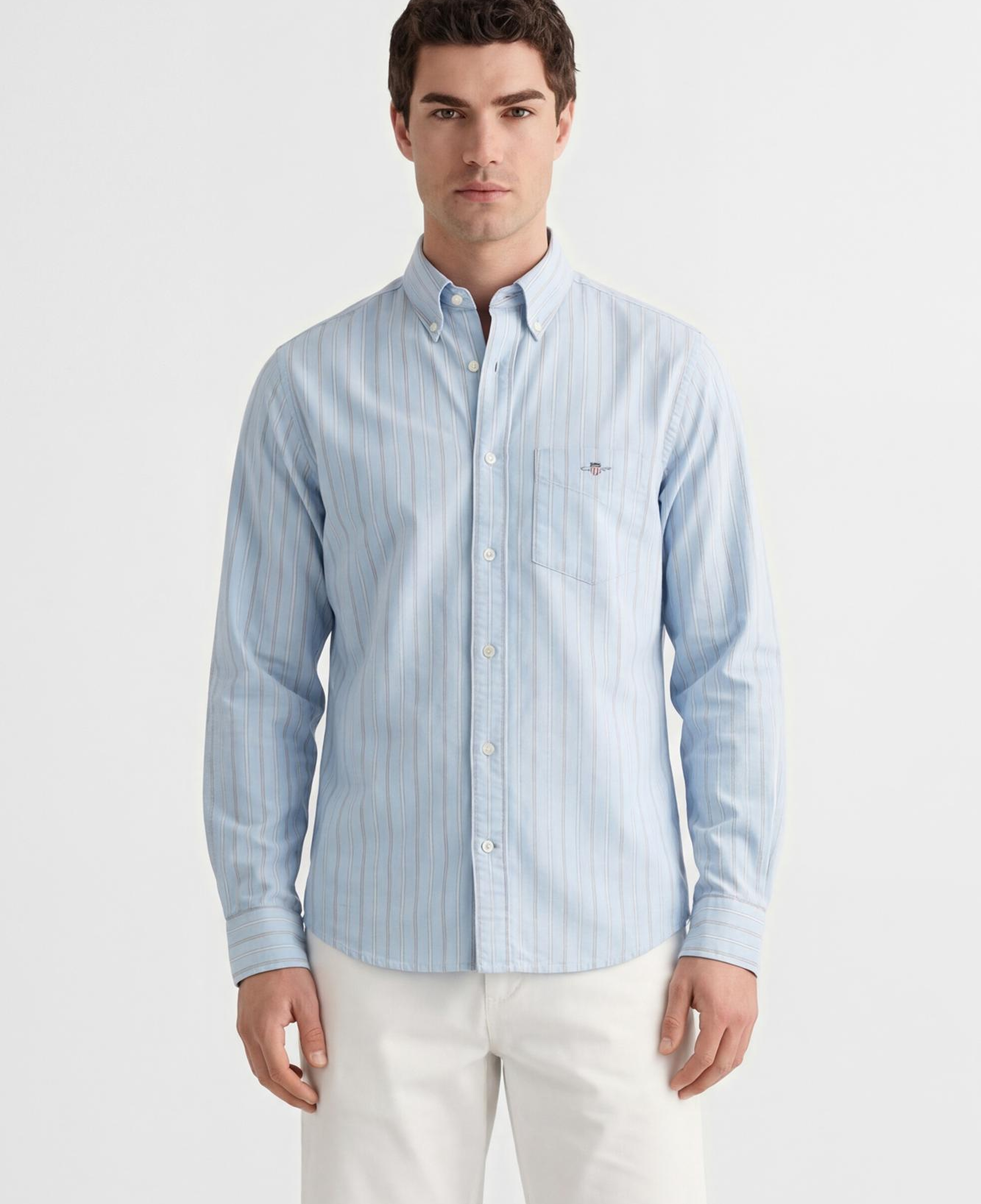 GANT Erkek Mavi Regular Fit Çizgili Logolu Gömlek