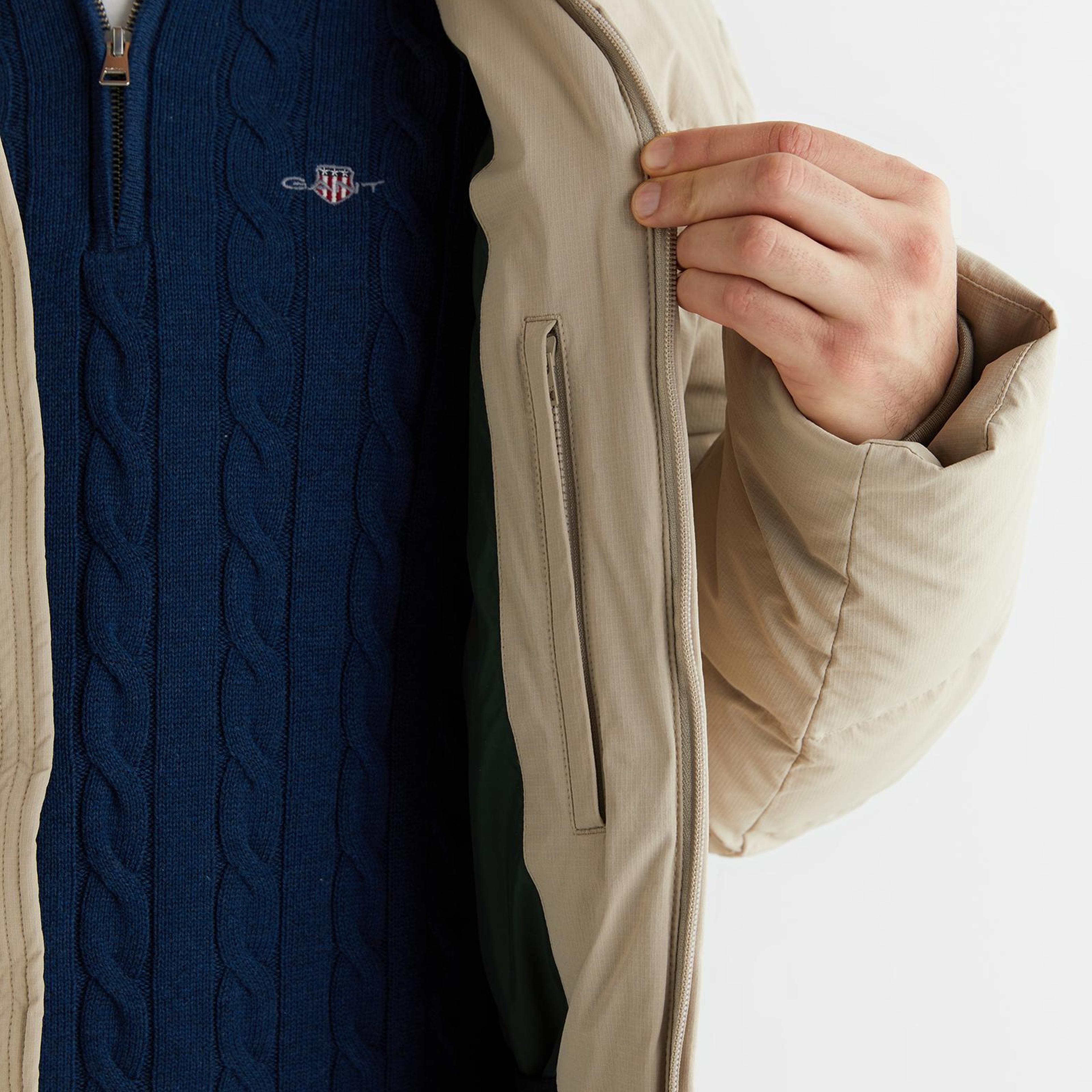 GANT Erkek Bej Regular Fit Fermuarlı Ceket