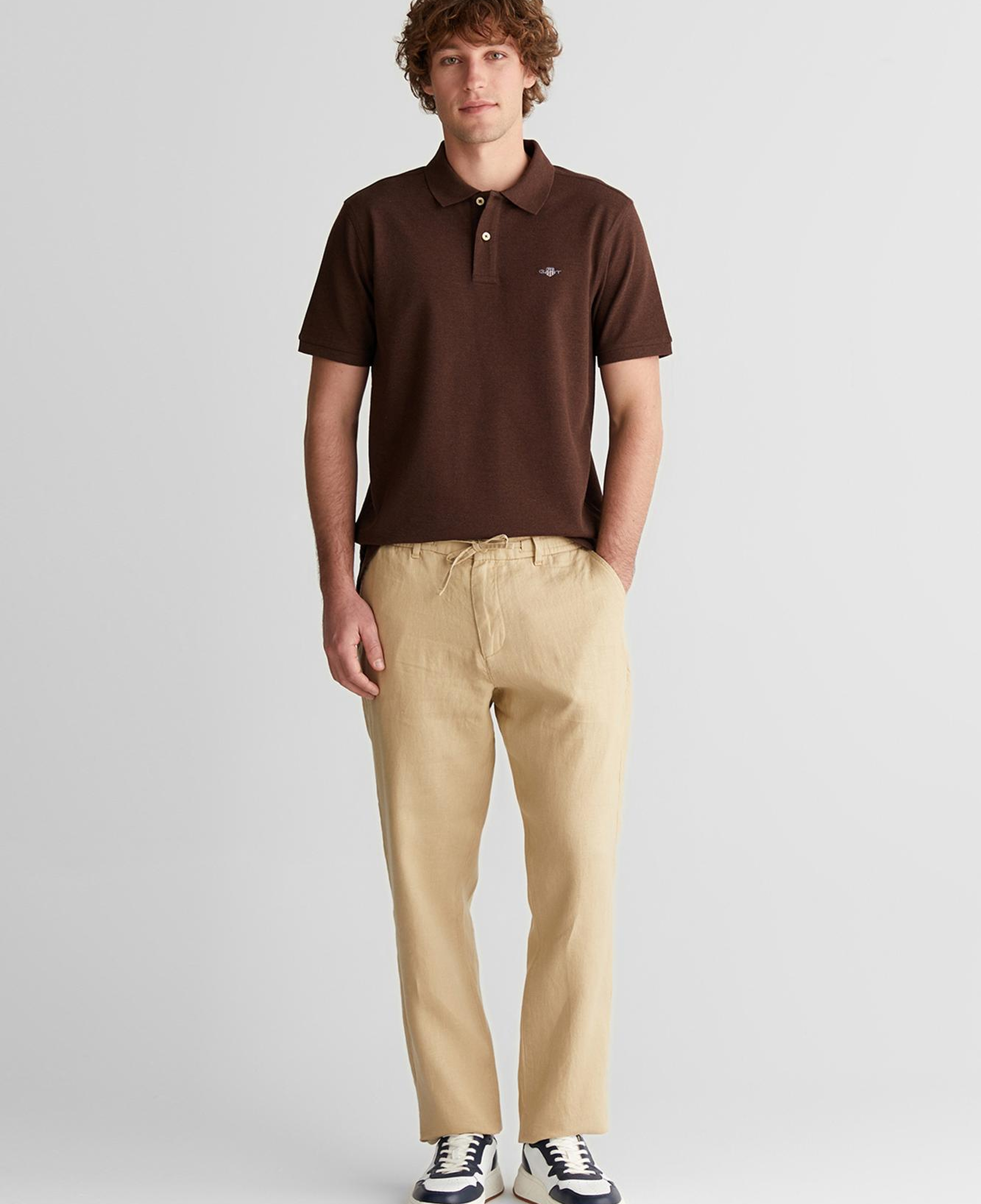 GANT Erkek Krem Regular Fit Logolu Polo Yaka T-Shirt