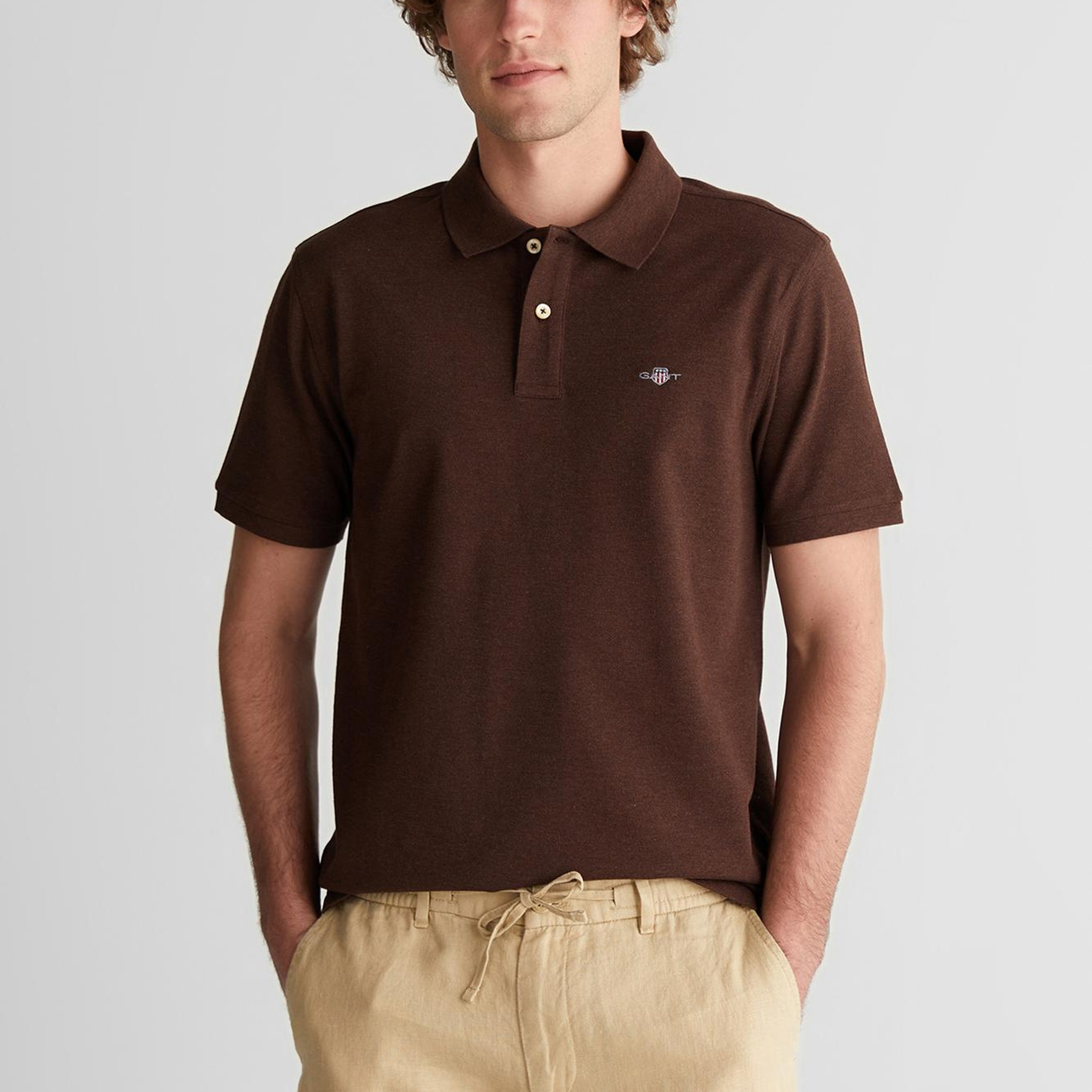 GANT Erkek Krem Regular Fit Logolu Polo Yaka T-Shirt