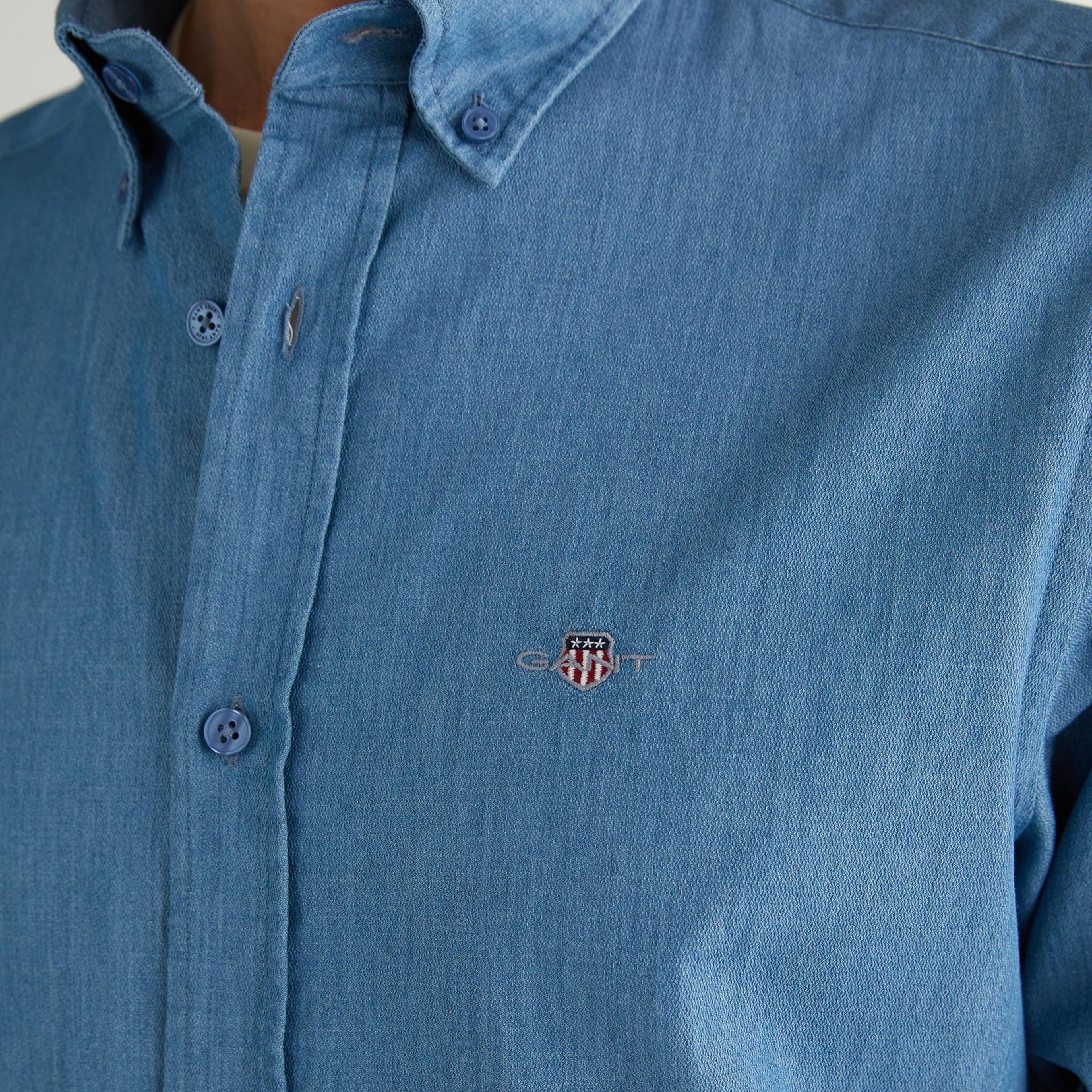 GANT Erkek Mavi Regular Fit Düğmeli Yaka Gömlek