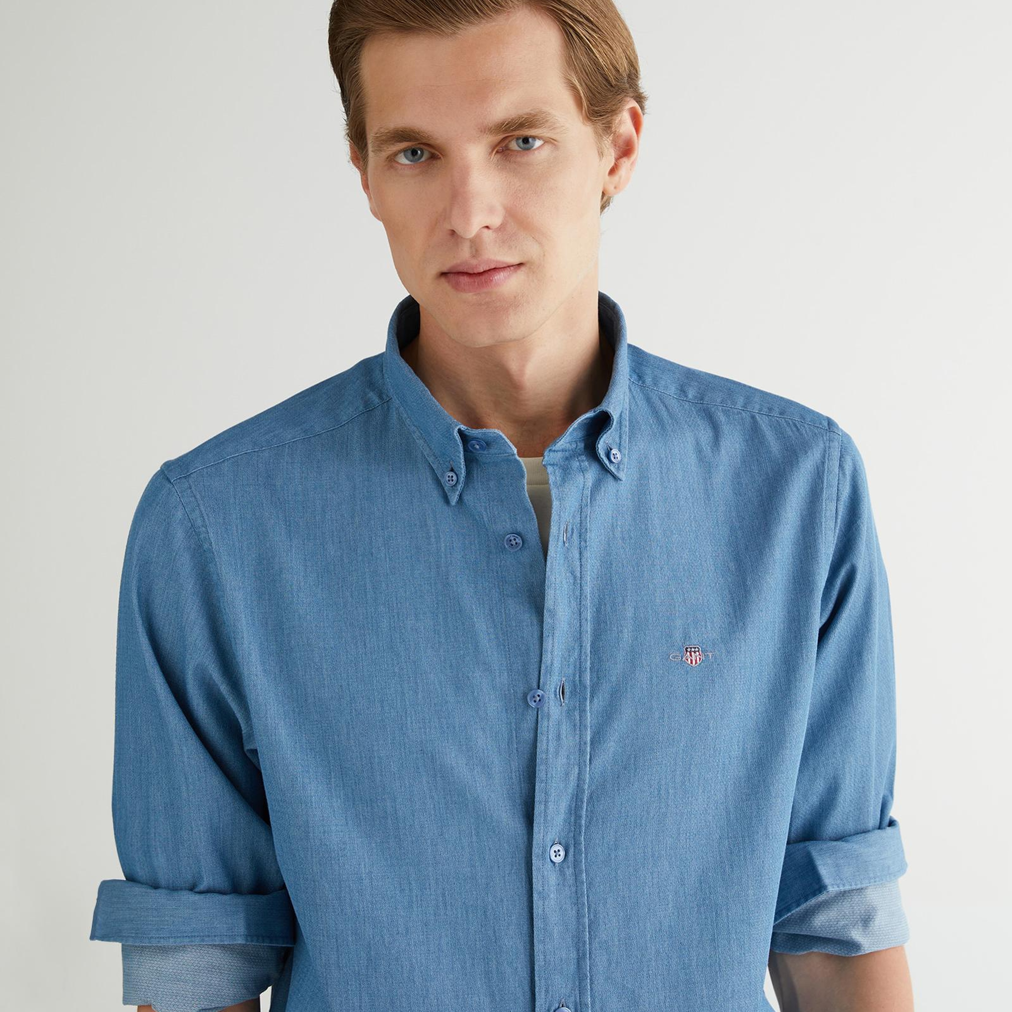 GANT Erkek Mavi Regular Fit Düğmeli Yaka Gömlek