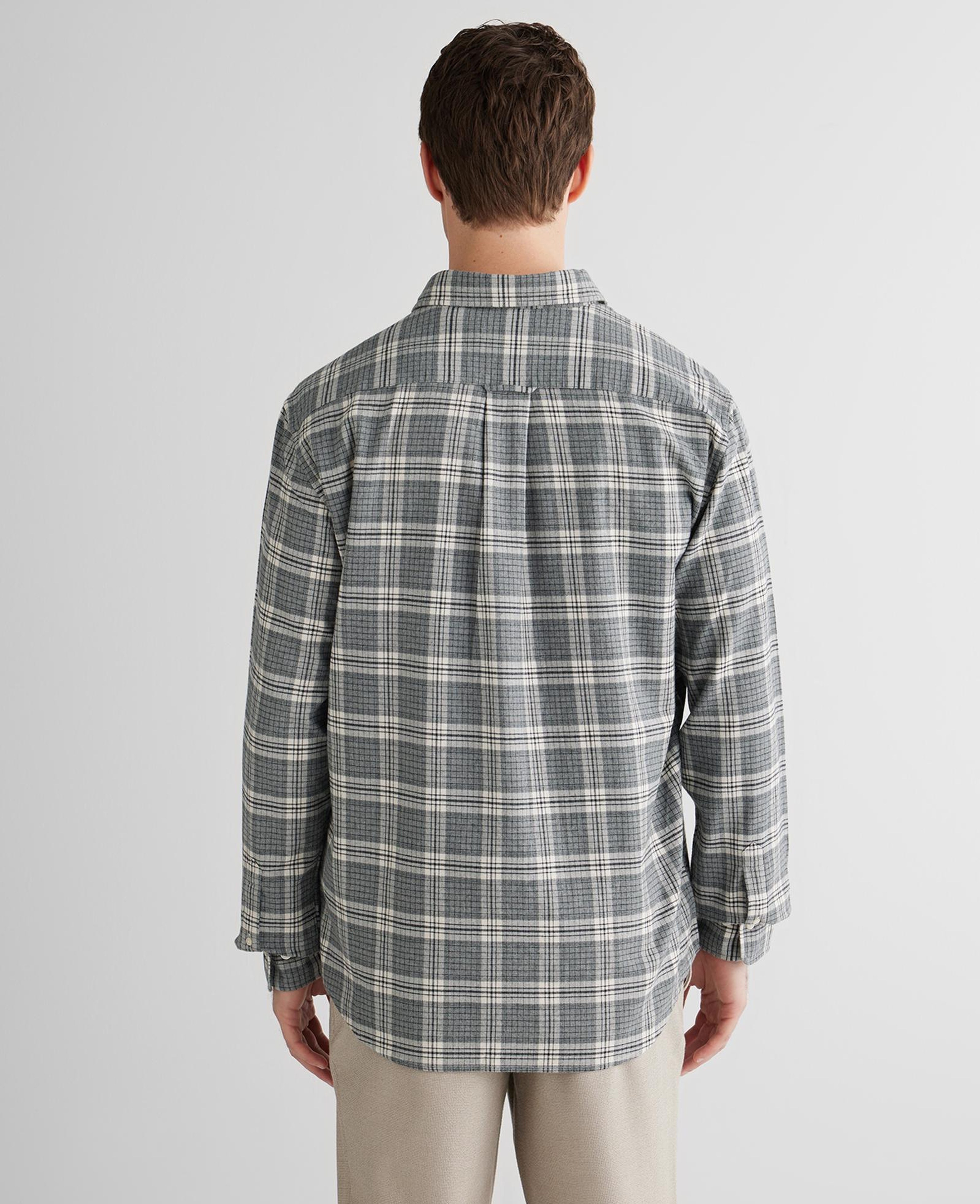 GANT Erkek Gri Regular Fit Bisiklet Yaka Gömlek