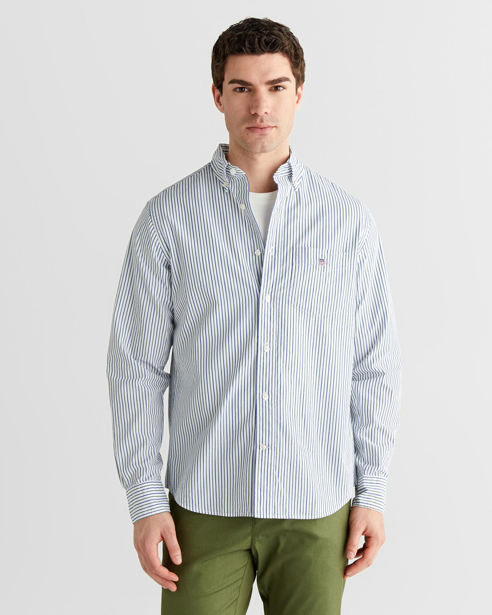 GANT Erkek Yeşil Regular Fit Düğmeli Gömlek