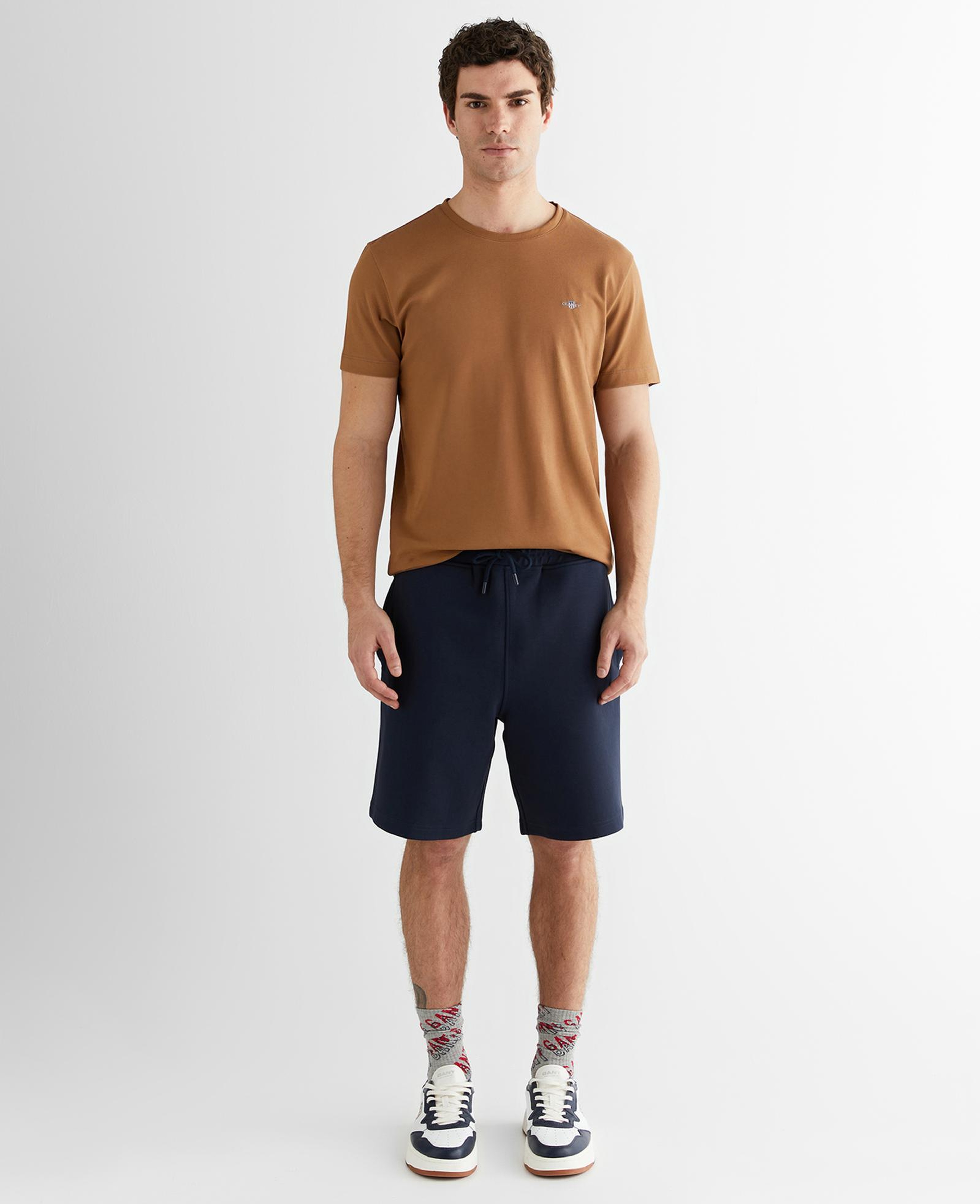 GANT Erkek Kahverengi Regular Fit Bisiklet Yaka T-Shirt