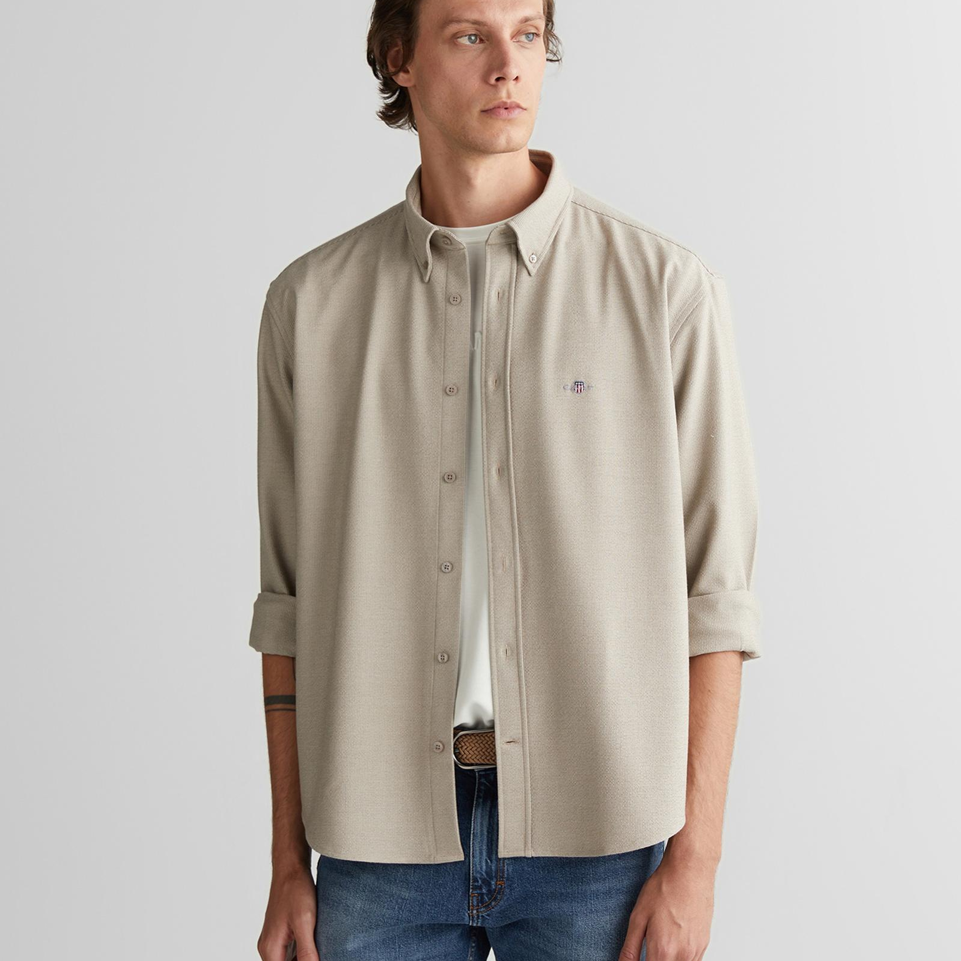 GANT Erkek Bej Relaxed Fit  Gömlek