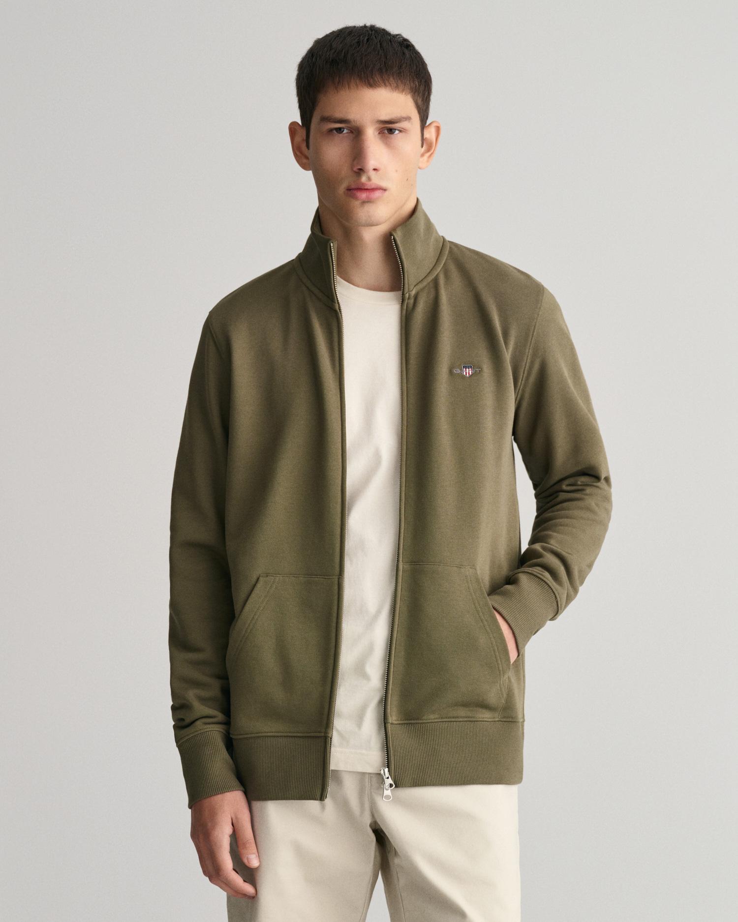 GANT Erkek Yeşil Regular Fit Fermuarlı Sweatshirt