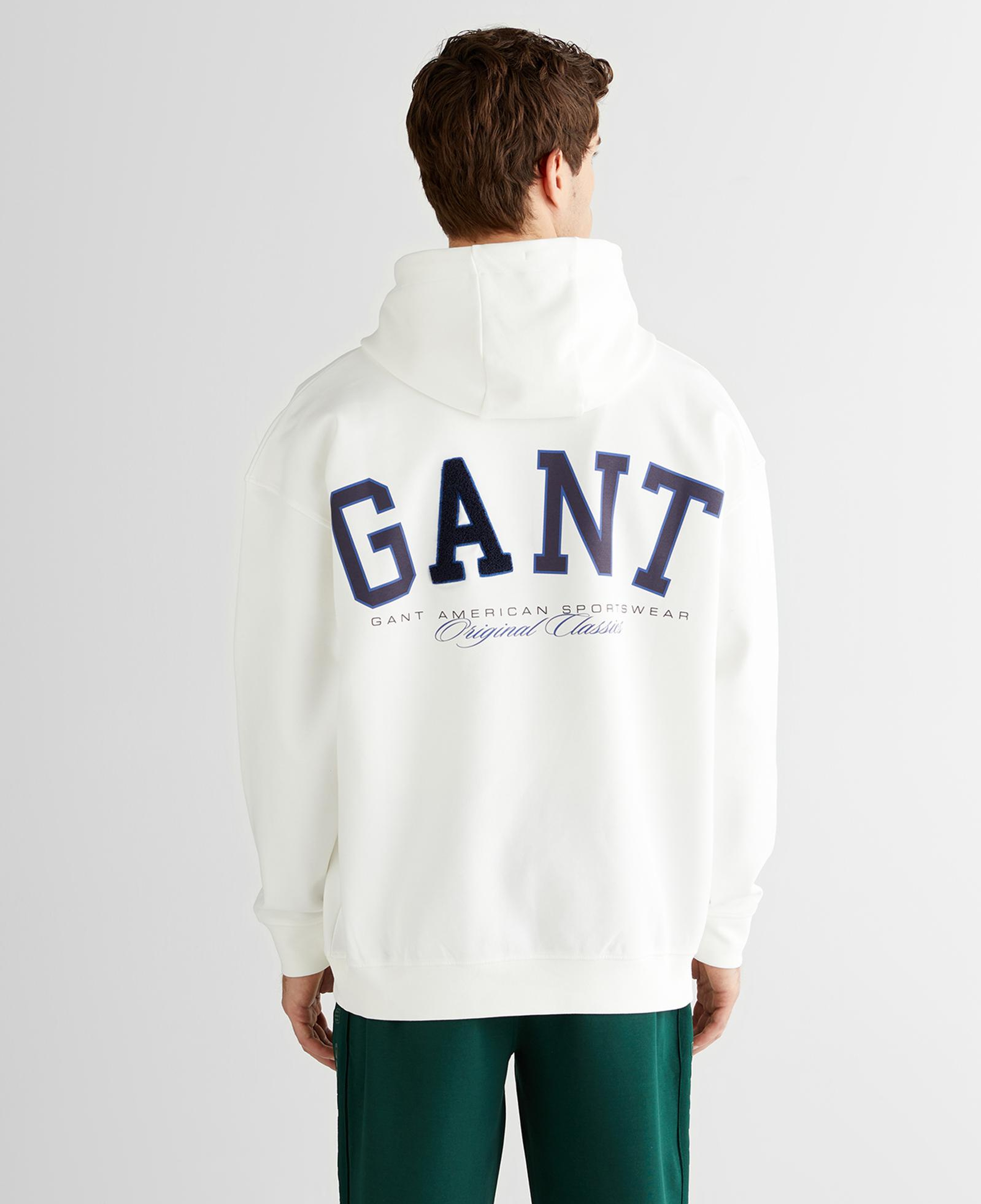 GANT Erkek Beyaz Regular Fit Kapüşonlu Sweatshirt