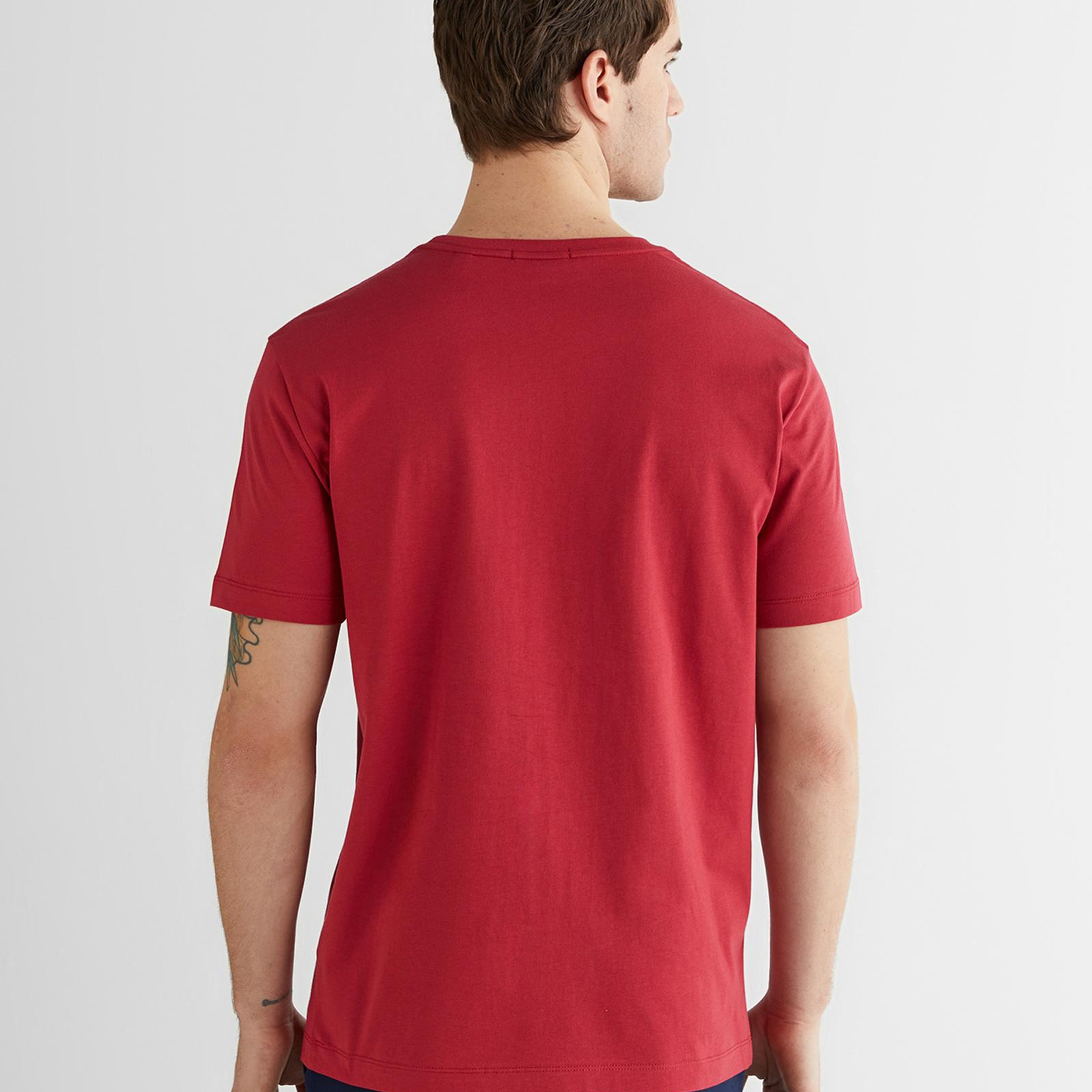 GANT Erkek Kırmızı Bisiklet Yaka Regular Fit Logolu T-Shirt