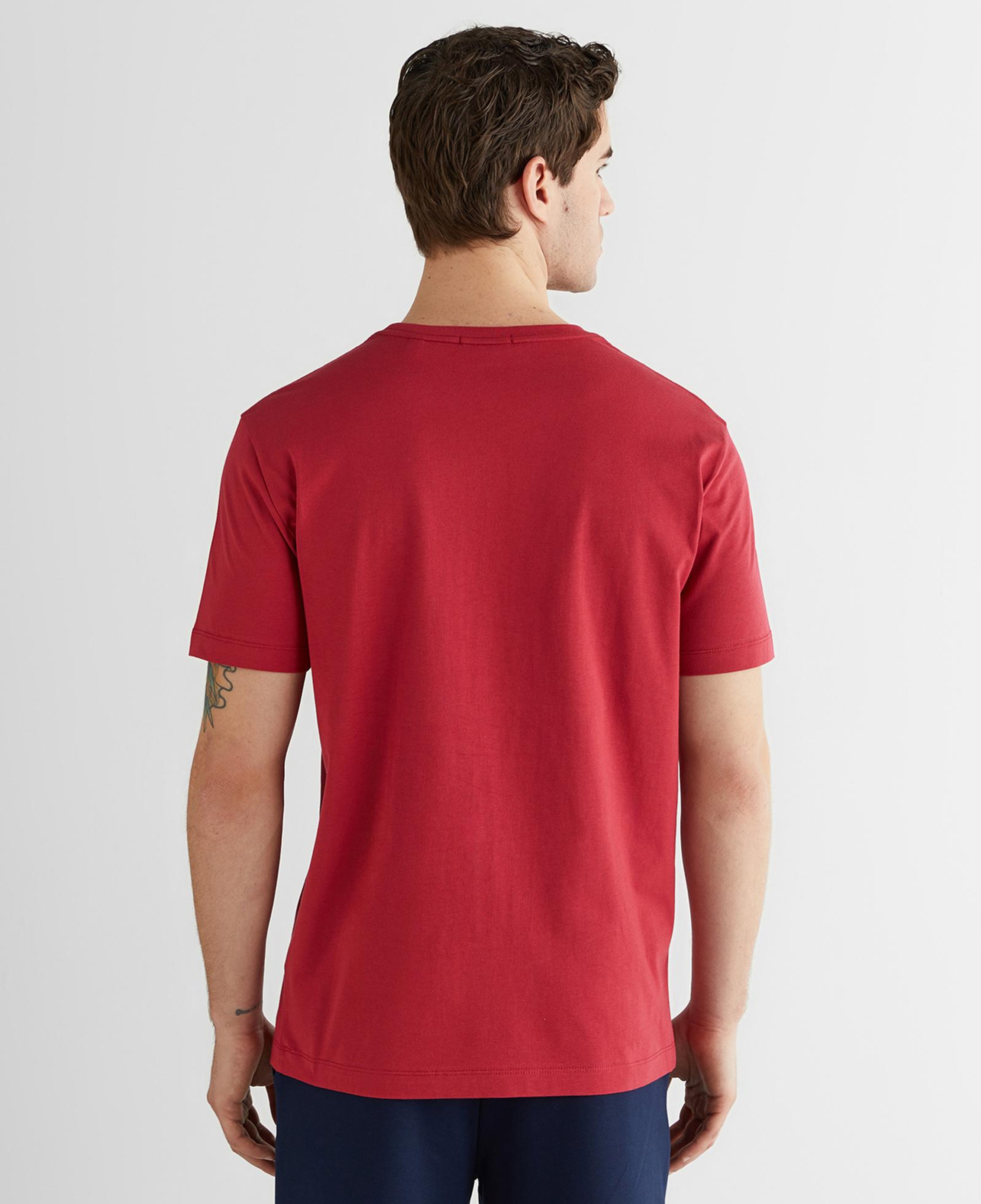 GANT Erkek Kırmızı Bisiklet Yaka Regular Fit Logolu T-Shirt