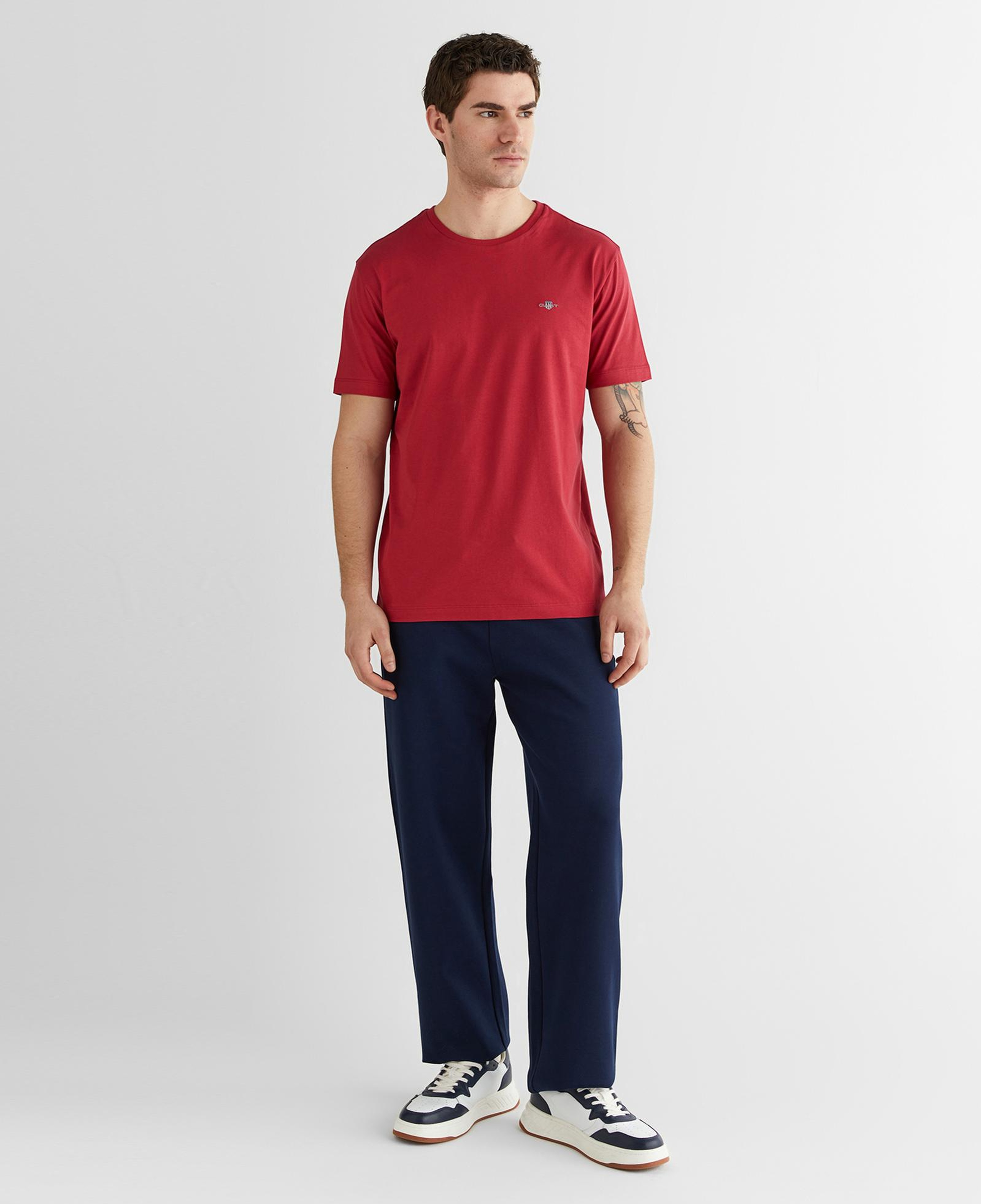 GANT Erkek Kırmızı Bisiklet Yaka Regular Fit Logolu T-Shirt