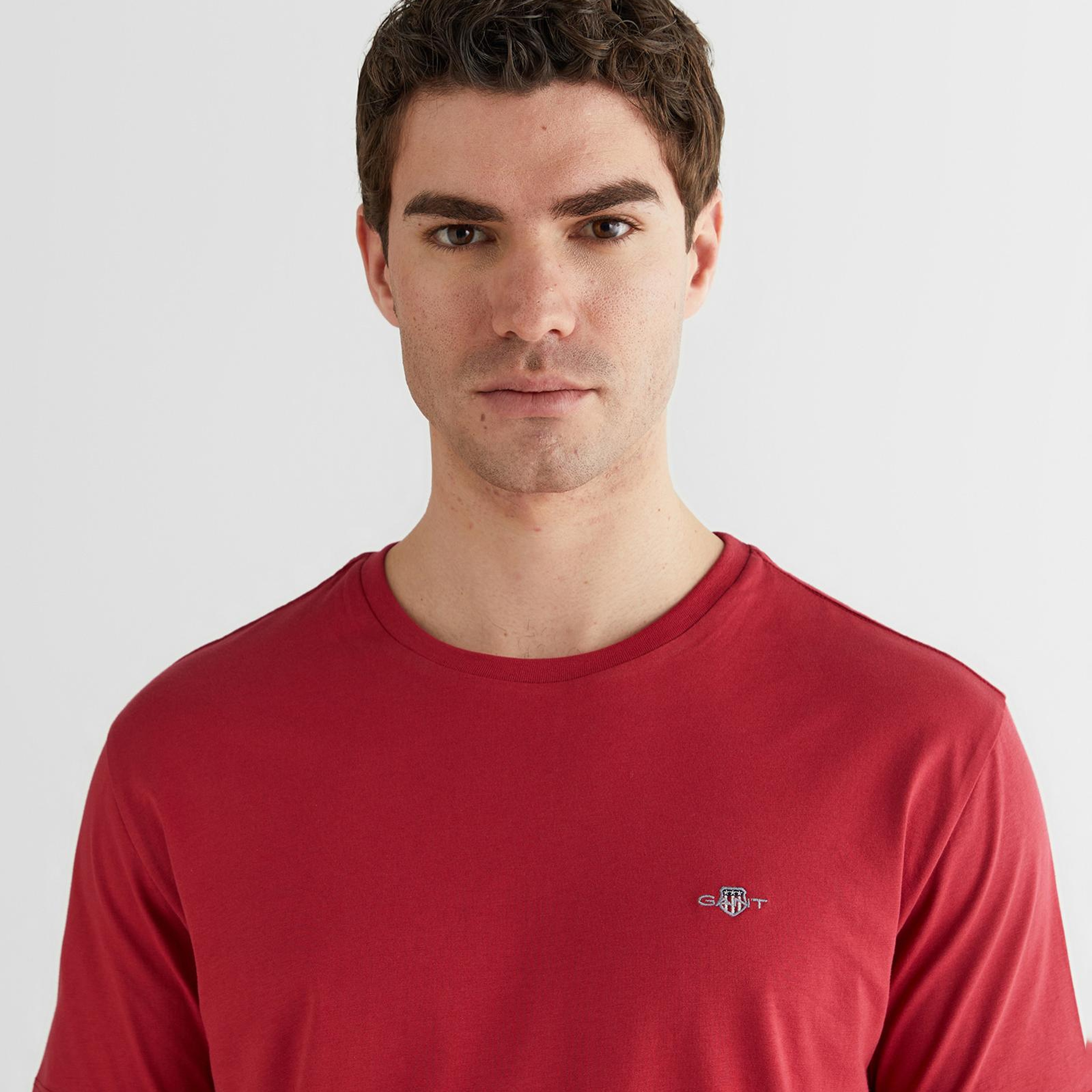 GANT Erkek Kırmızı Bisiklet Yaka Regular Fit Logolu T-Shirt