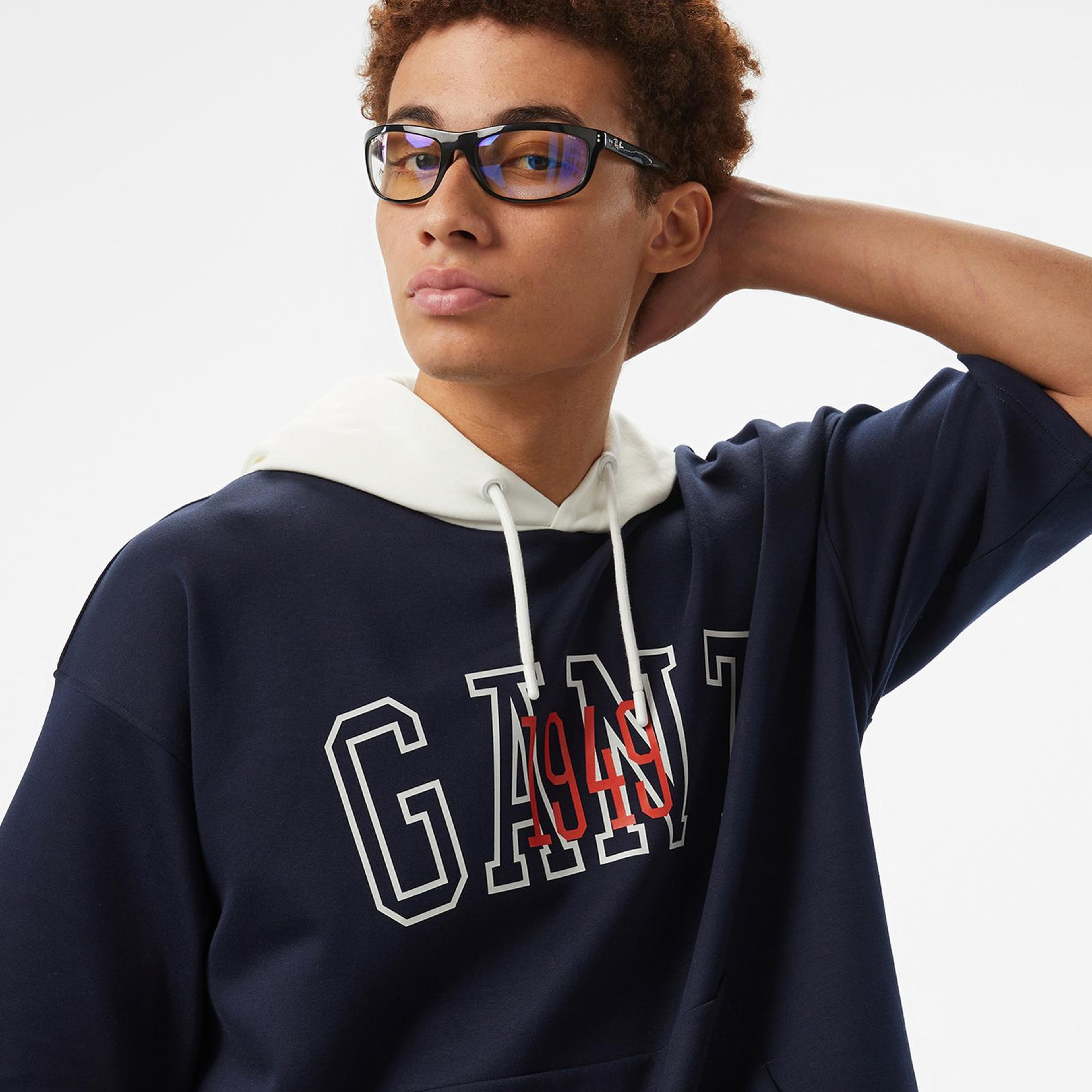 GANT Erkek Lacivert Kapüşonlu T-Shirt