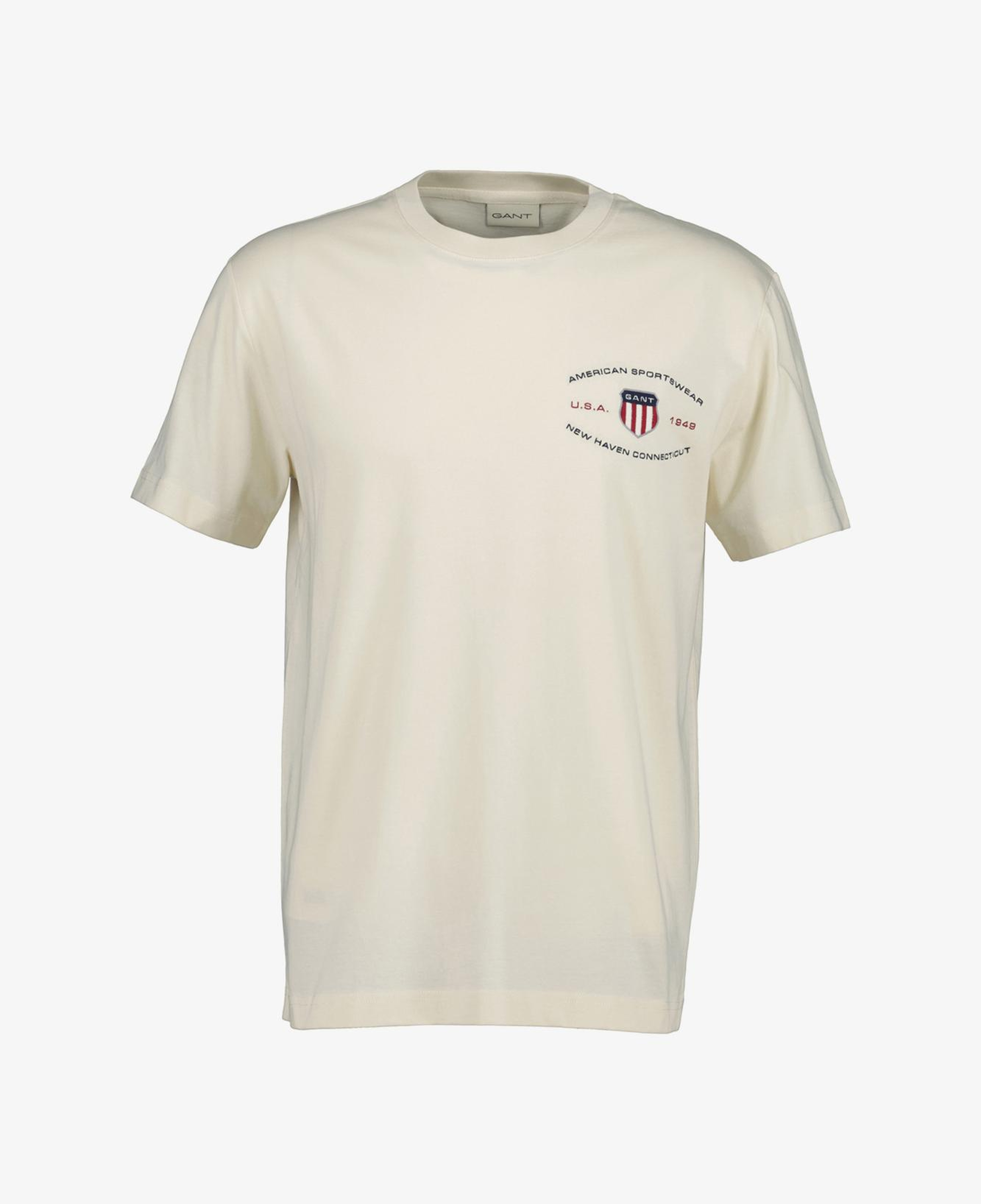 GANT Erkek Krem Bisiklet Yaka Regular Fit Logolu T-Shirt