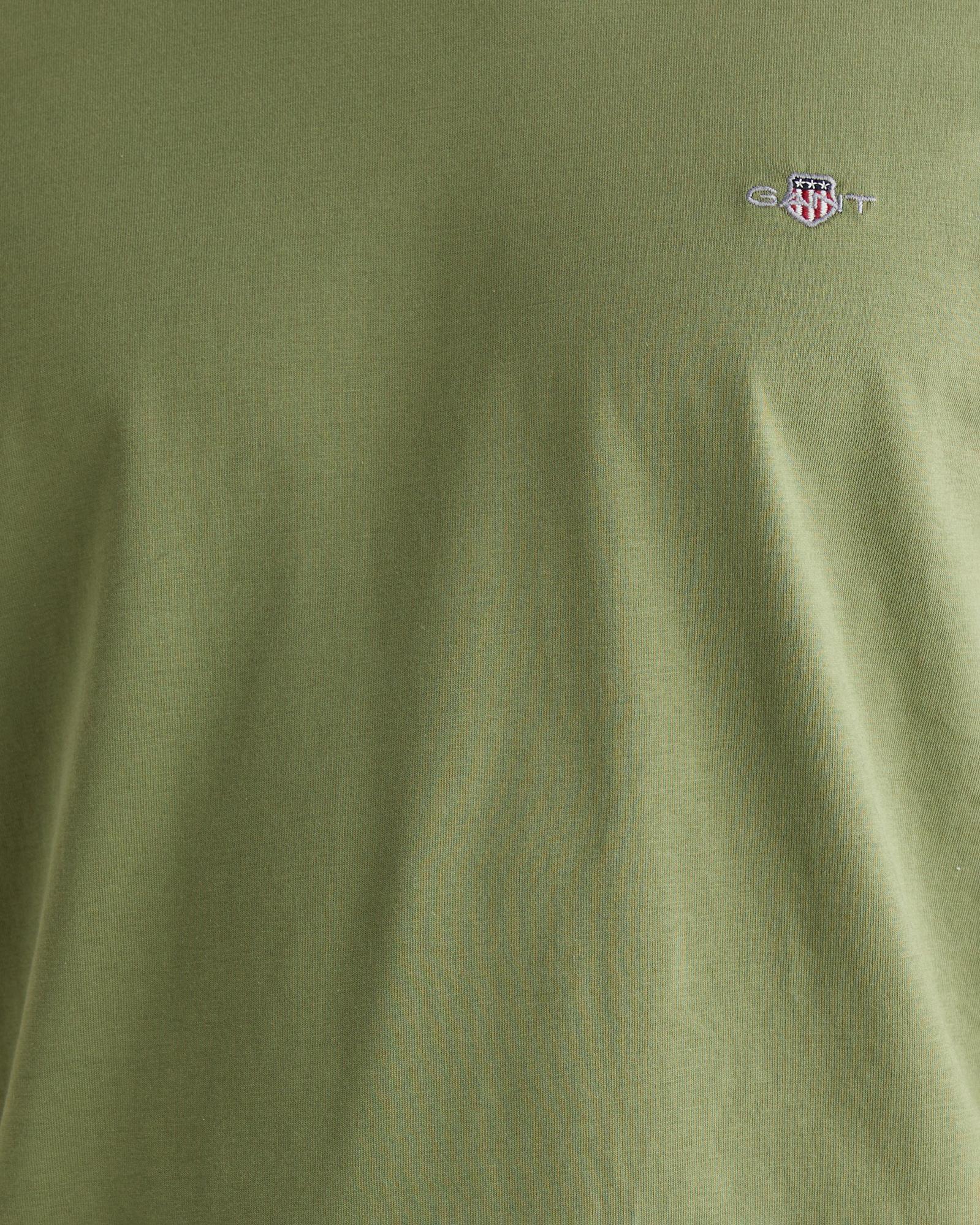 GANT Erkek Yeşil Bisiklet Yaka Regular Fit Logolu T-Shirt
