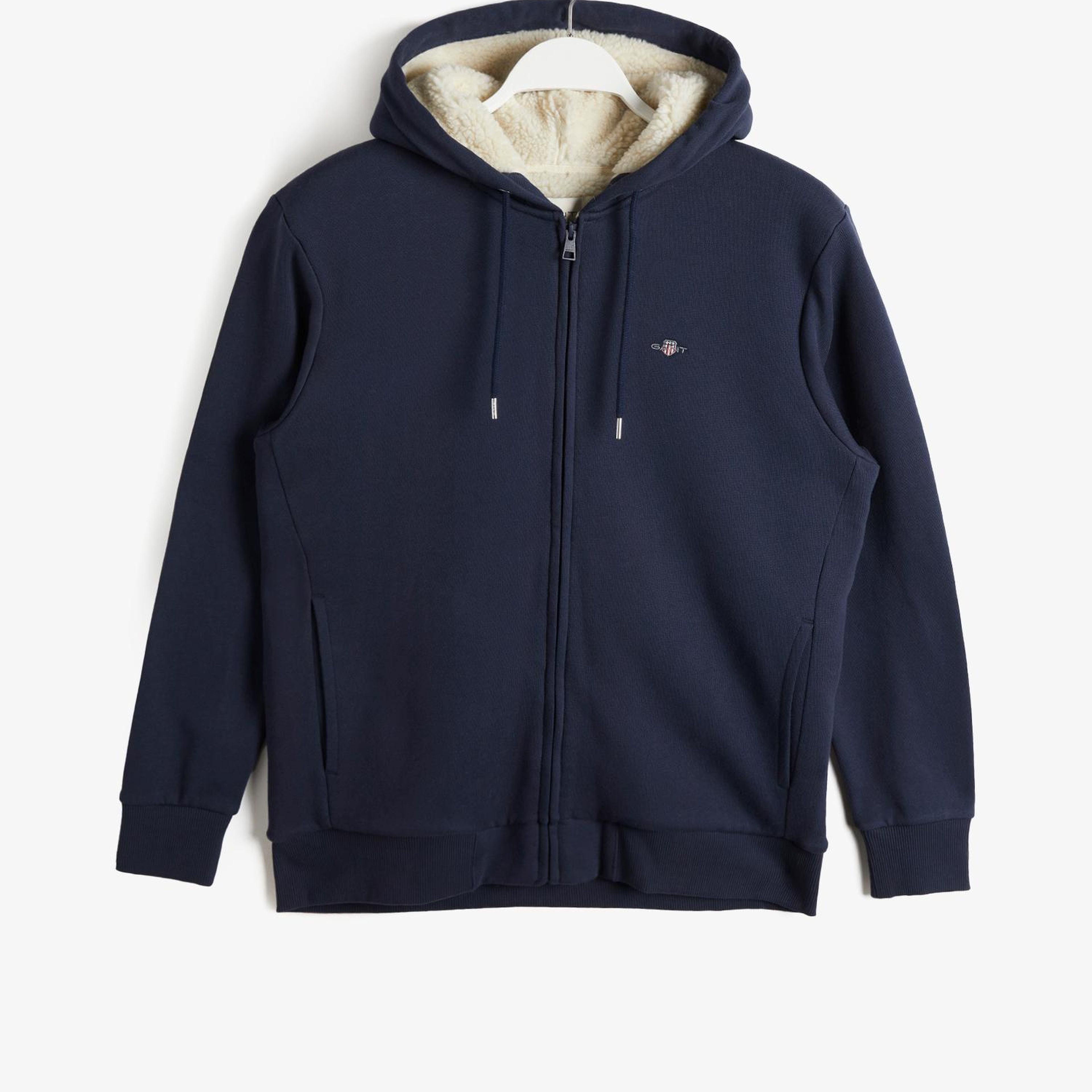 GANT Erkek Lacivert Regular Fit Fermuarlı Logolu Sweatshirt