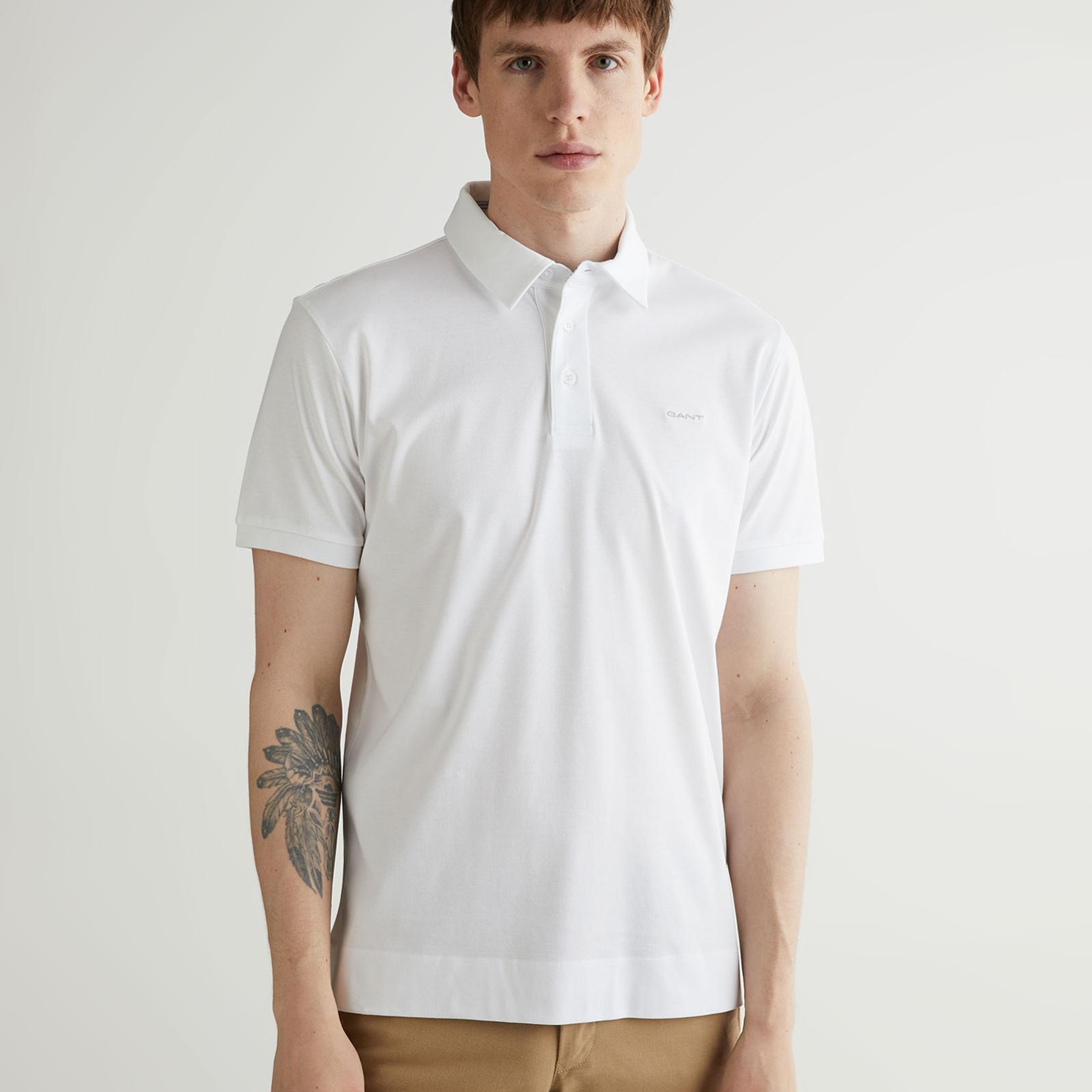 GANT Erkek Beyaz Slim Fit Polo