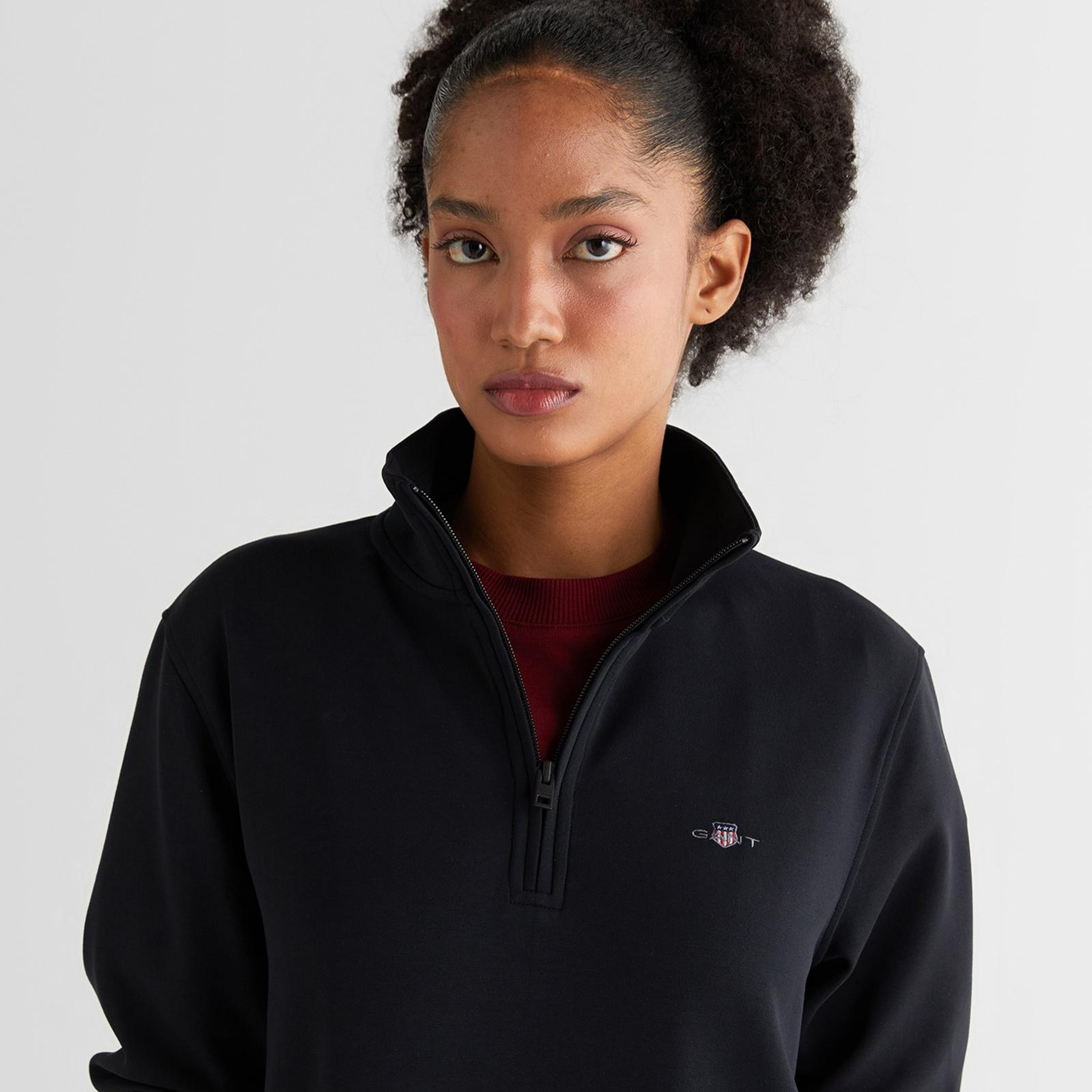 GANT Kadın Siyah Regular Fit Yarım Fermuarlı Elbise