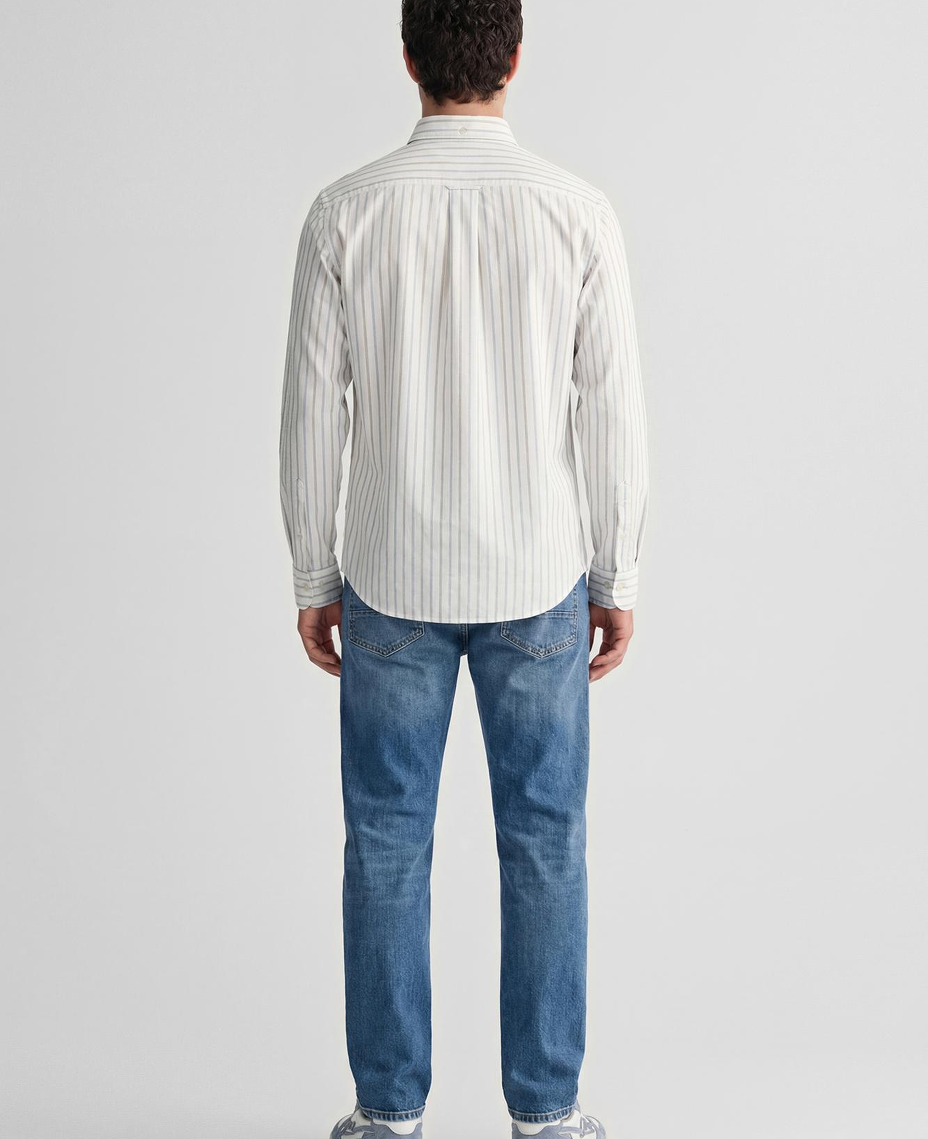 GANT Erkek Beyaz Regular Fit Çizgili Logolu Gömlek