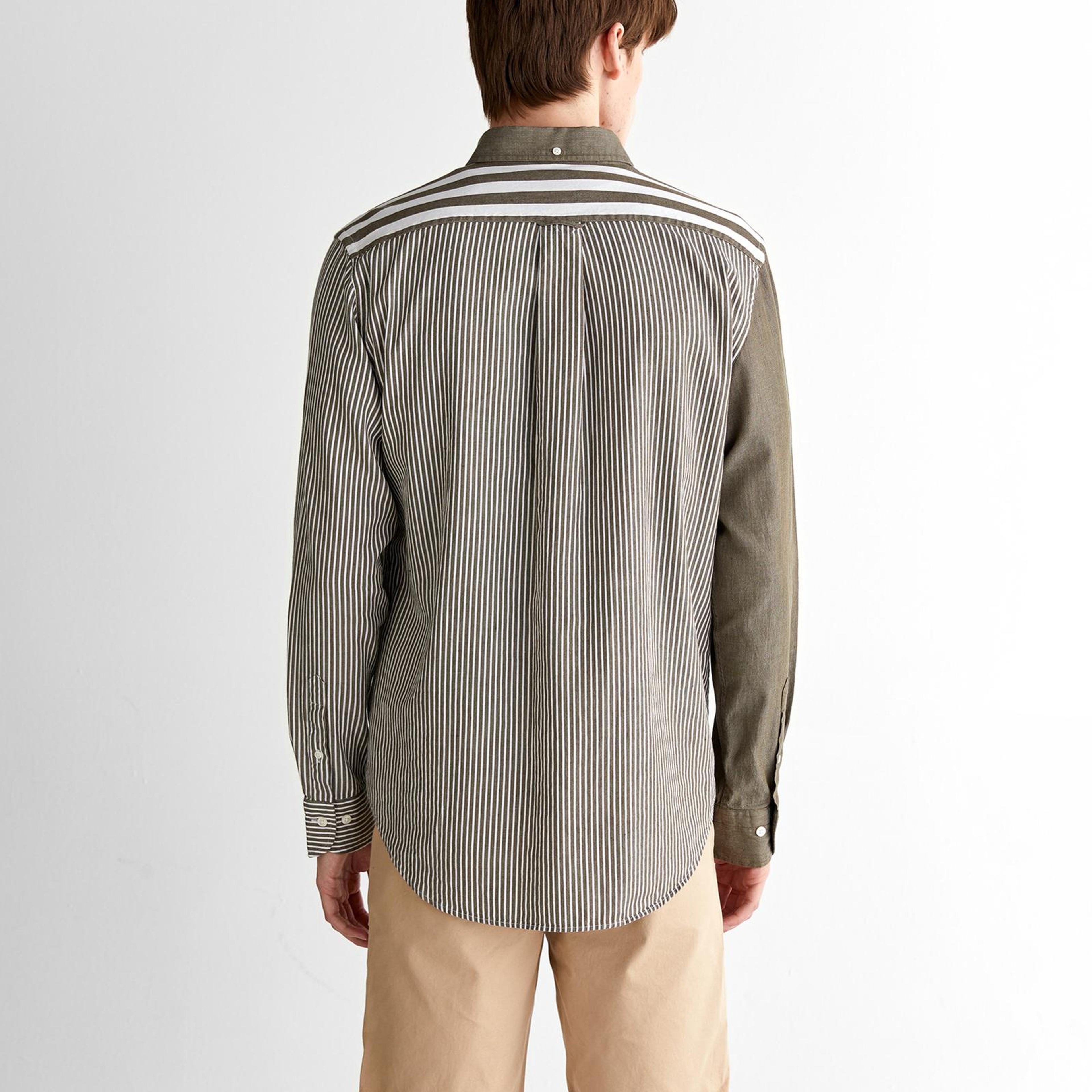 GANT Erkek Yeşil Regular Fit Düğmeli Yaka Çizgili Gömlek