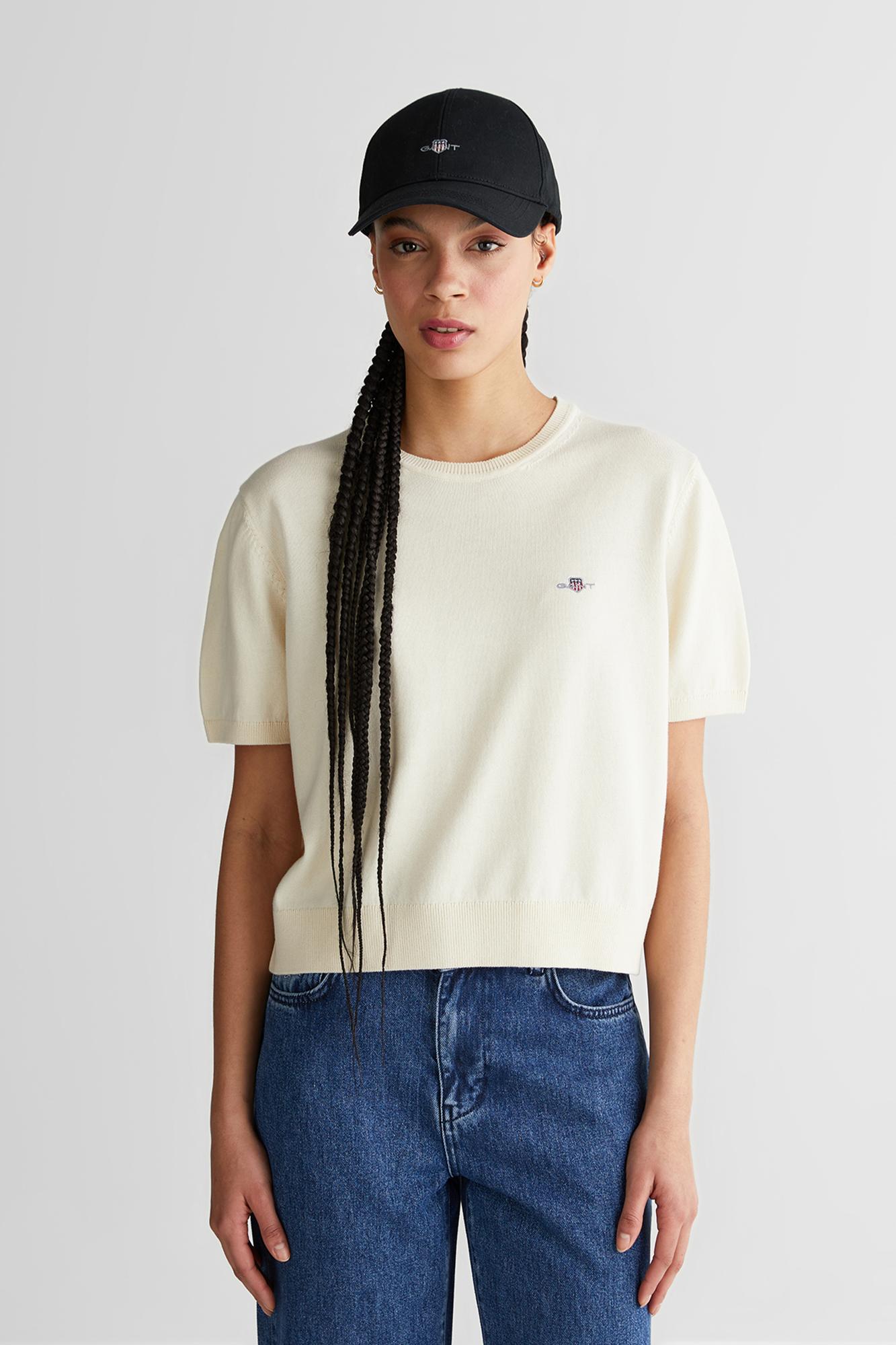 GANT Kadın Beyaz Regular Fit Bisiklet Yaka Kazak