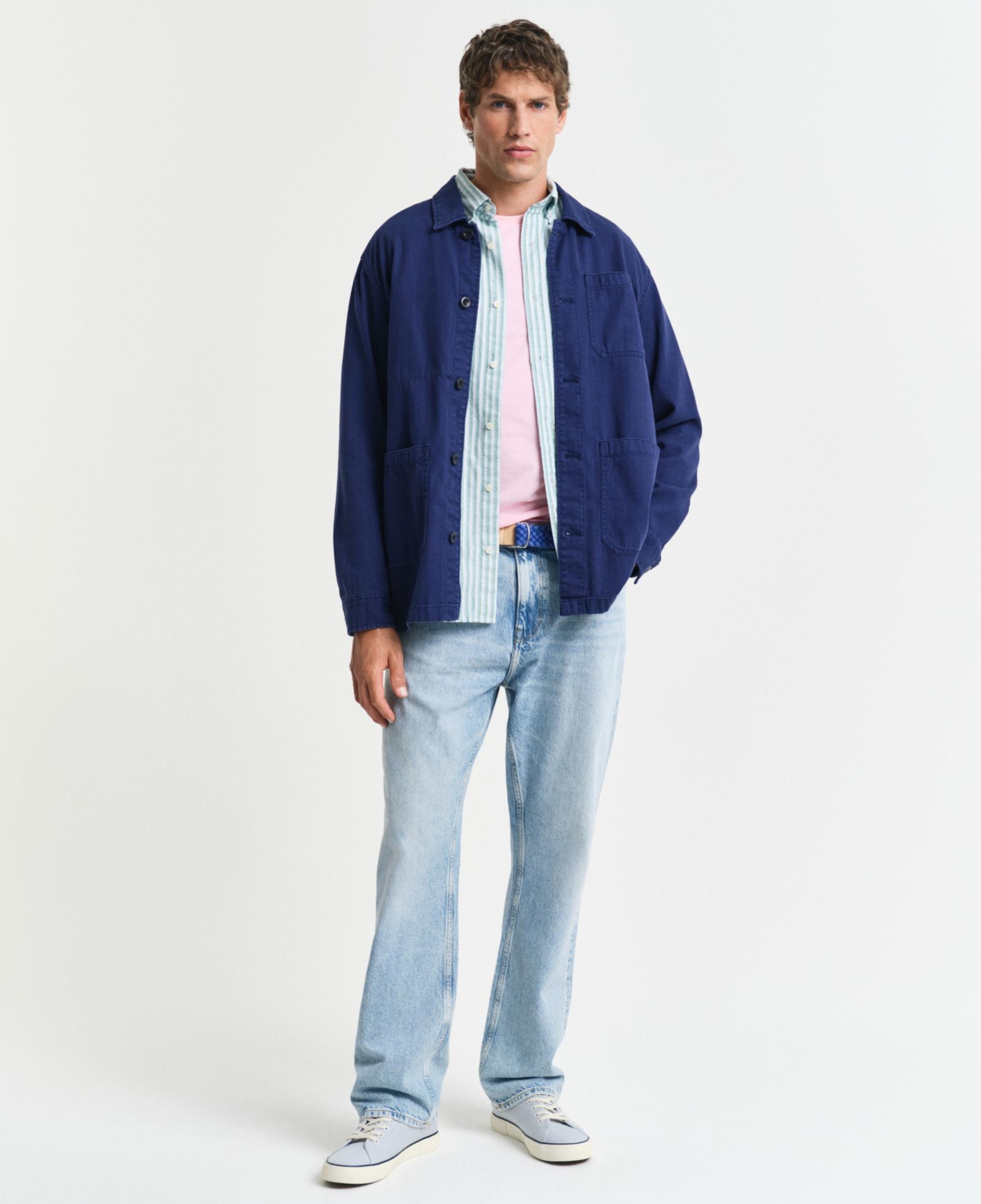 GANT Erkek Yeşil Regular Fit Çizgili Logolu Gömlek