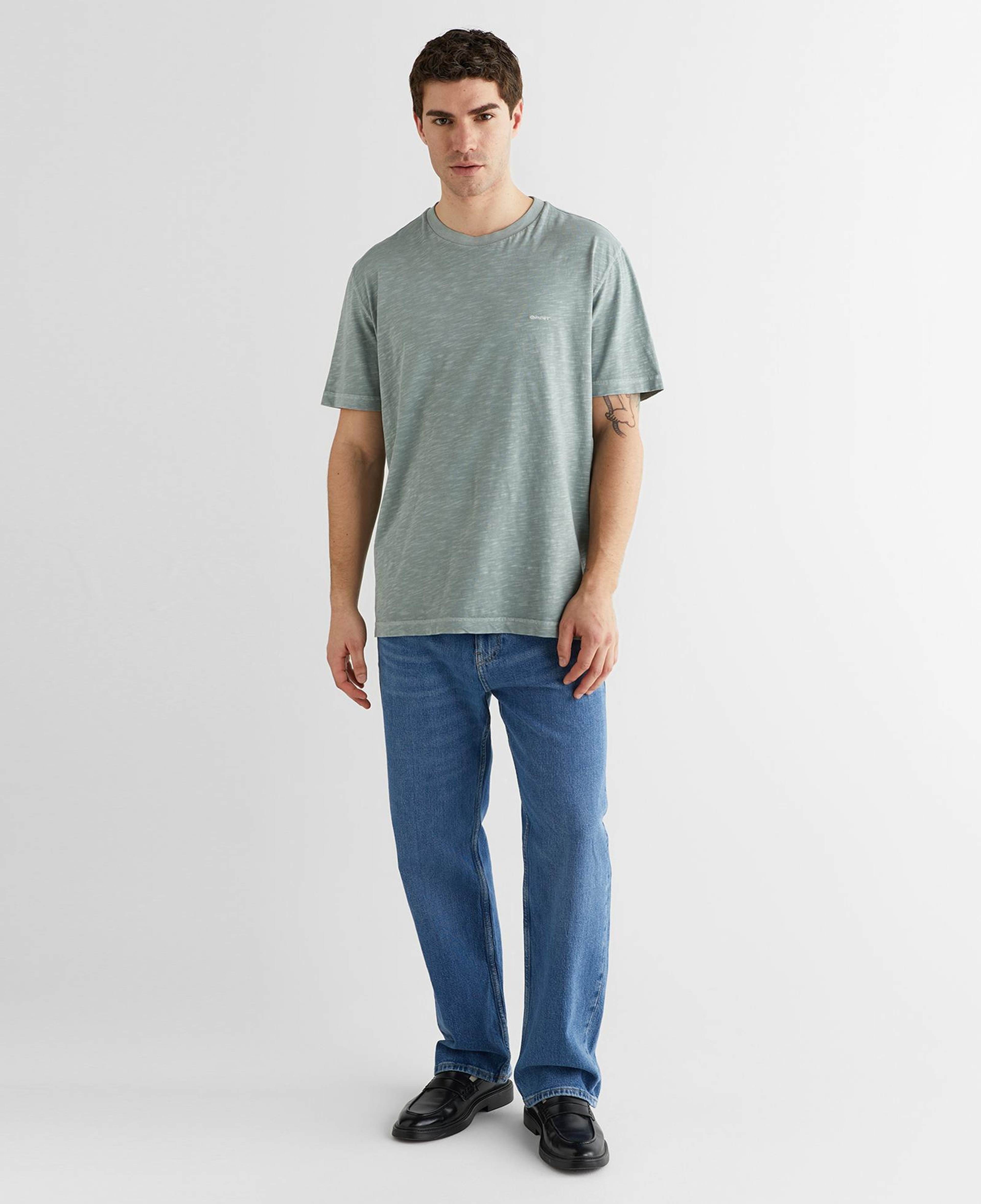 GANT Erkek Yeşil Bisiklet Yaka Regular Fit T-Shirt