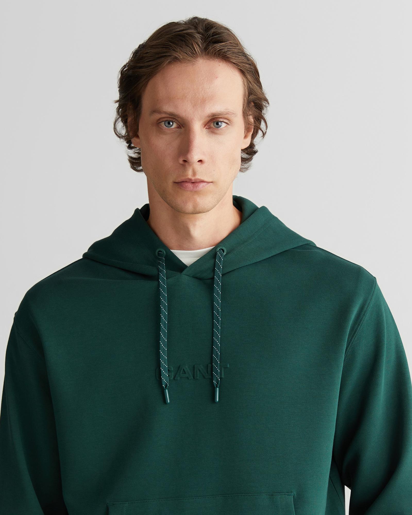 GANT Erkek Yeşil Relaxed Fit Kapüşonlu Sweatshirt