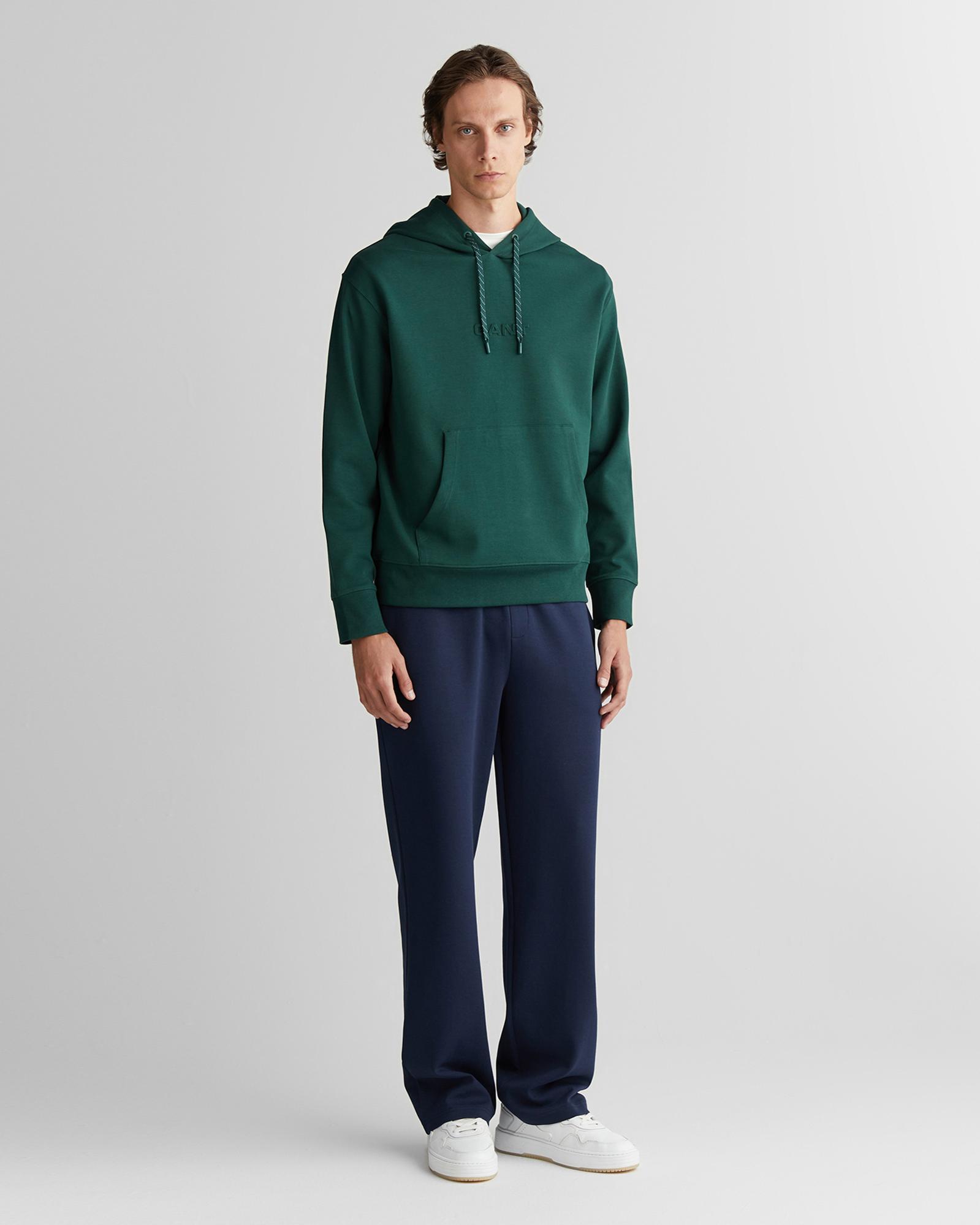 GANT Erkek Yeşil Relaxed Fit Kapüşonlu Sweatshirt